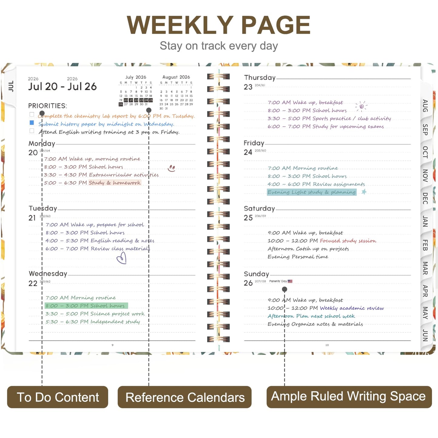 Planner 2026-2027, Weekly and Monthly Academic Planner, July 2026 - June 2027, Hardcover Calendar Agenda Book for School Year Planning, School Supplies for Teacher and Student, A5(6.3'' x 8.5'')