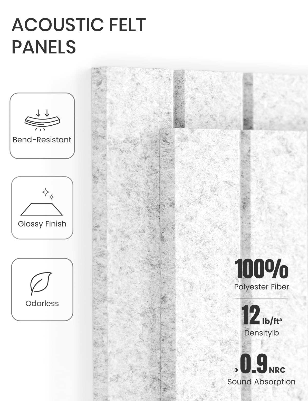 Fluxynara Large Felt Bulletin Board 48" x 36" Cork Board Alternative-12 Pack with 70 Safe Removable Adhesive Tabs, Cork Boards for Walls Cork Board for Home Office Classroom Pin Board-Light Gray