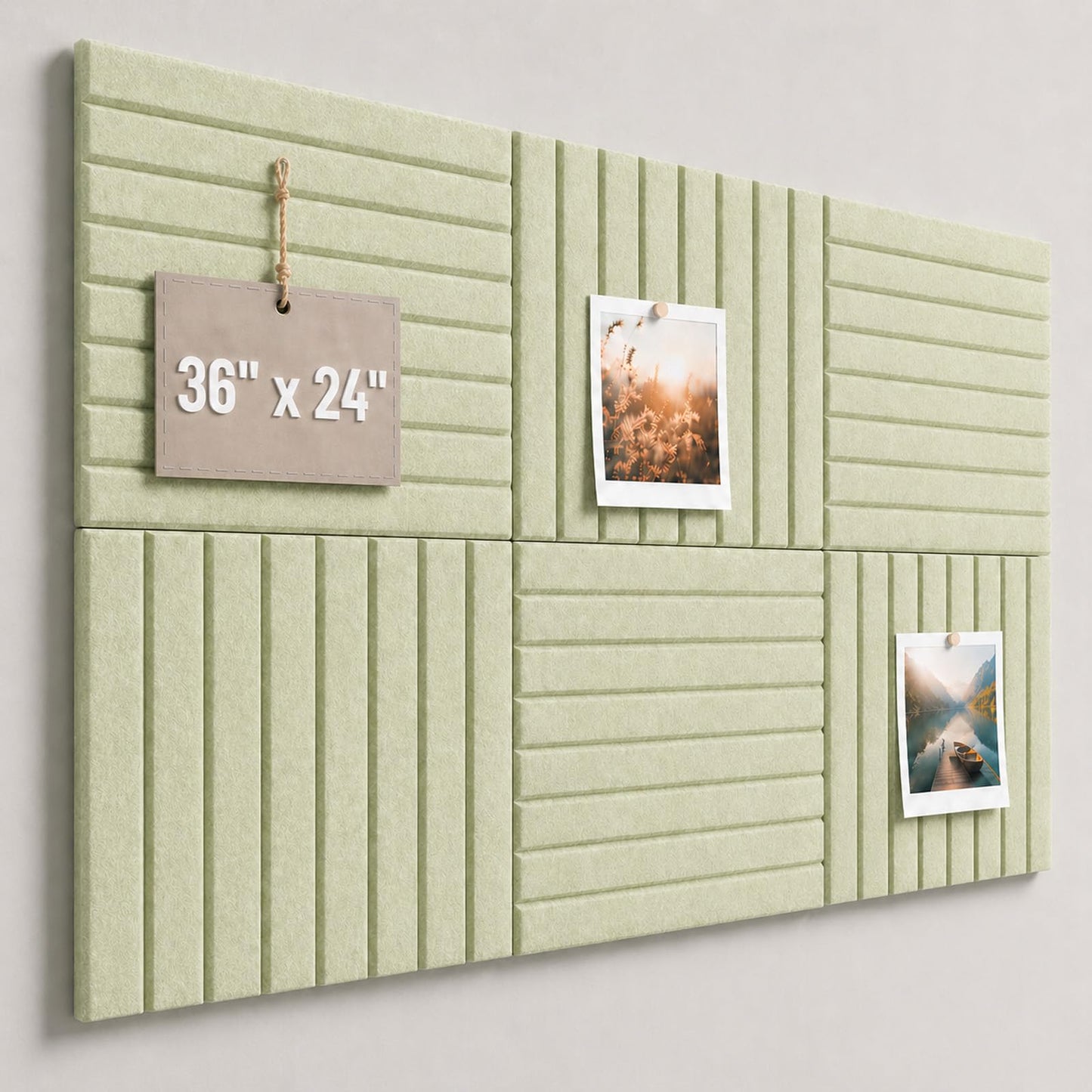 Baysola Stripe Felt Bulletin Board Panels 36 x 24 Inch Self Adhesive Wall Tiles Cork Board Alternative for Office Classroom Photos Notes 6 Pack