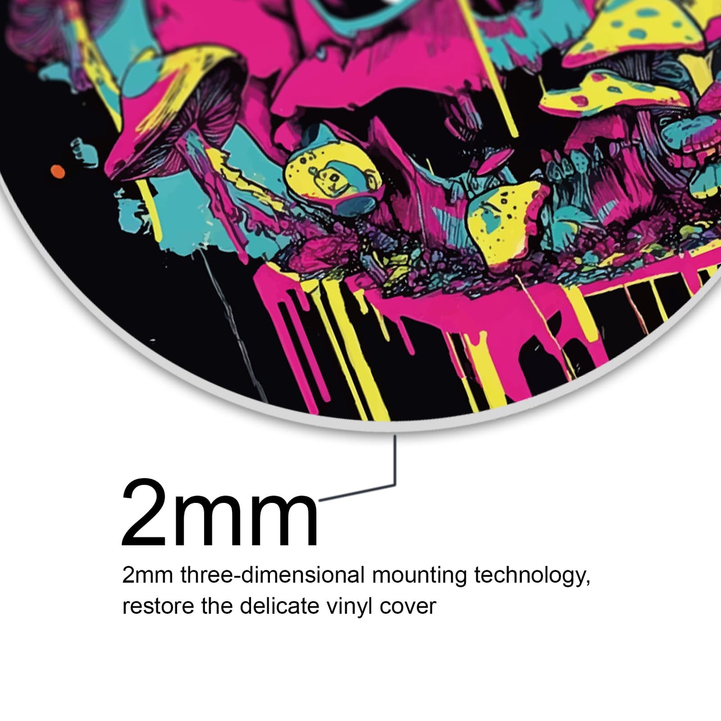 DOODLREAM 4PCS Graffiti Skull Vinyl Record Wall Decor 12" Hippy Halloween Skeleton Wall Art Posters for Room Aesthetic, Retro Record Decor for Music Party Studio Living Room DIY Craft Project