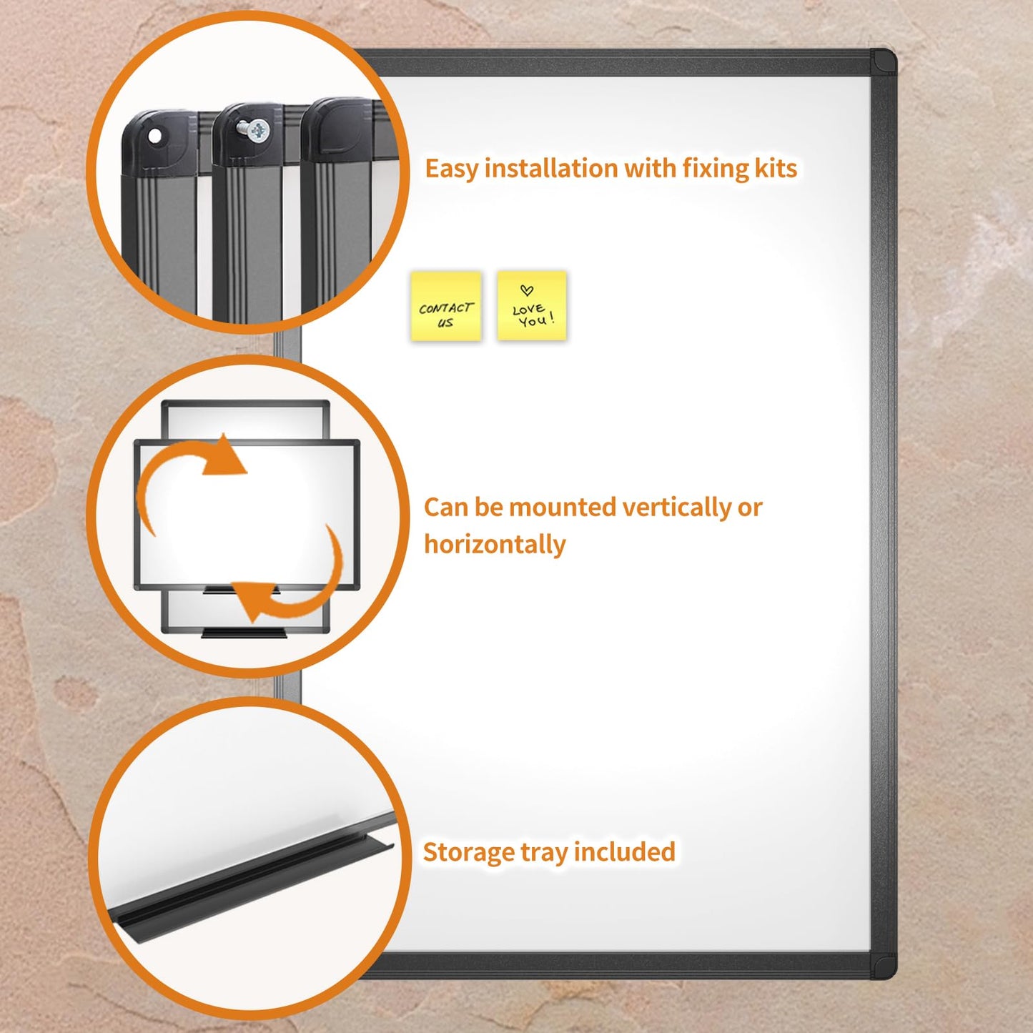 VIZ-PRO Magnetic Dry Erase White Board, 48 X 36 Inches, Black Aluminium Frame