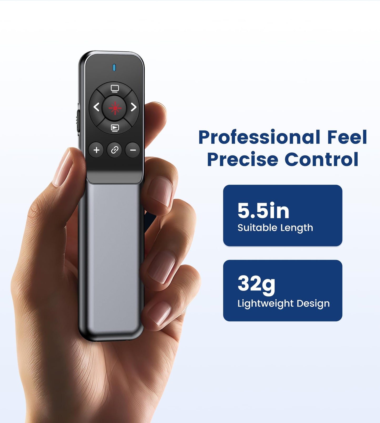 TITIANCOOL Wireless Presentation Clicker with Laser Pointer, USB-C & USB-A Dual Receiver, Hyperlink & Window Switch Support, 100M Red Light, Compatible with PowerPoint/Keynote/Google Slides