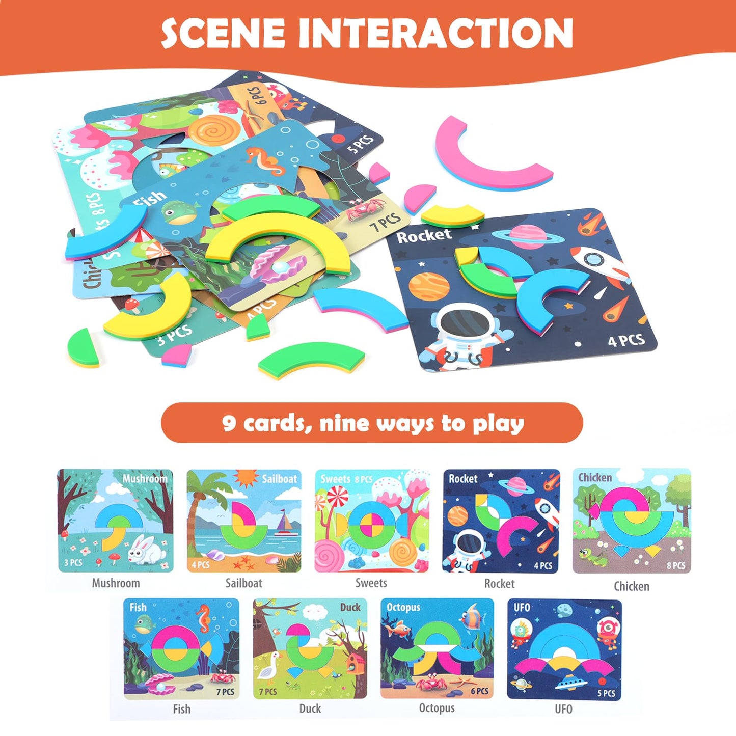 oiwmueo crabzzle Toy Crab Puzzle，2 in 1，Age 3+，Match Picture，Learning Colors，braintease，Develop Imagination，Early Childhood Education Game，Toys for Kids