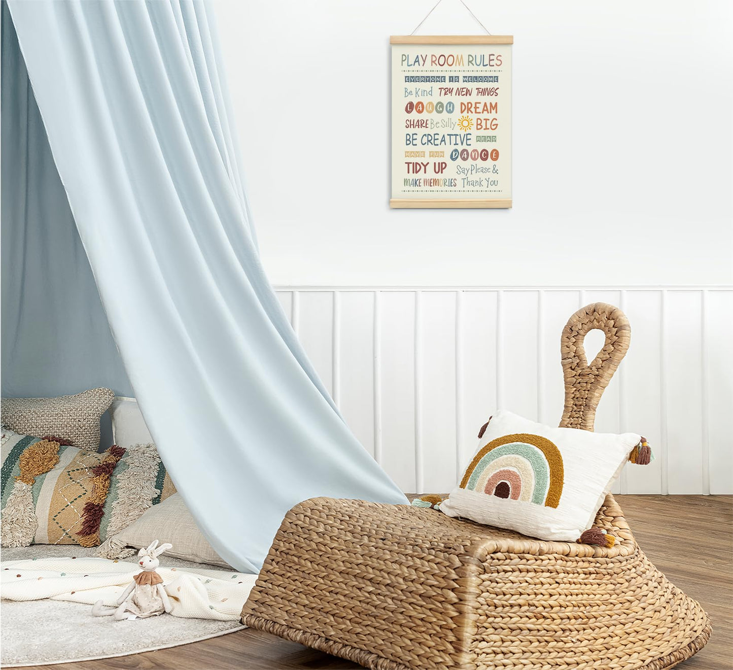 foedor Rainbow Nursery Playroom Wall Decor Poster Hanger Frame,Kids Playroom Decor,Educational Motivational Affirmations Prints Framed Ready to Hang for Classroom Kids Room Wall Decor