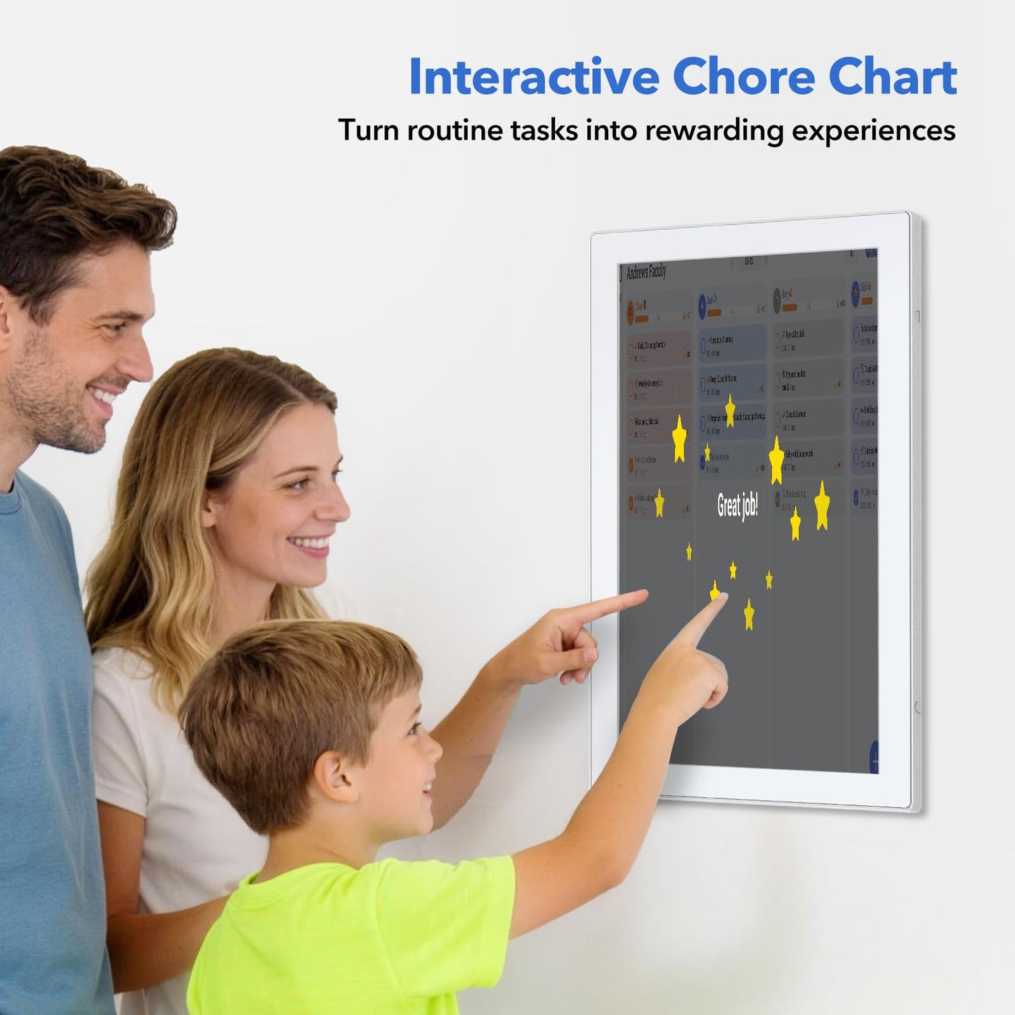 Digital Calendar Smart Planner, Electronic Calendars with 21.5 in Touch Screen Interactive Chore Chart for Family Schedule Photo Share, APP Phone Sync, WiFi Meal Planners Wall & Desk Mountable