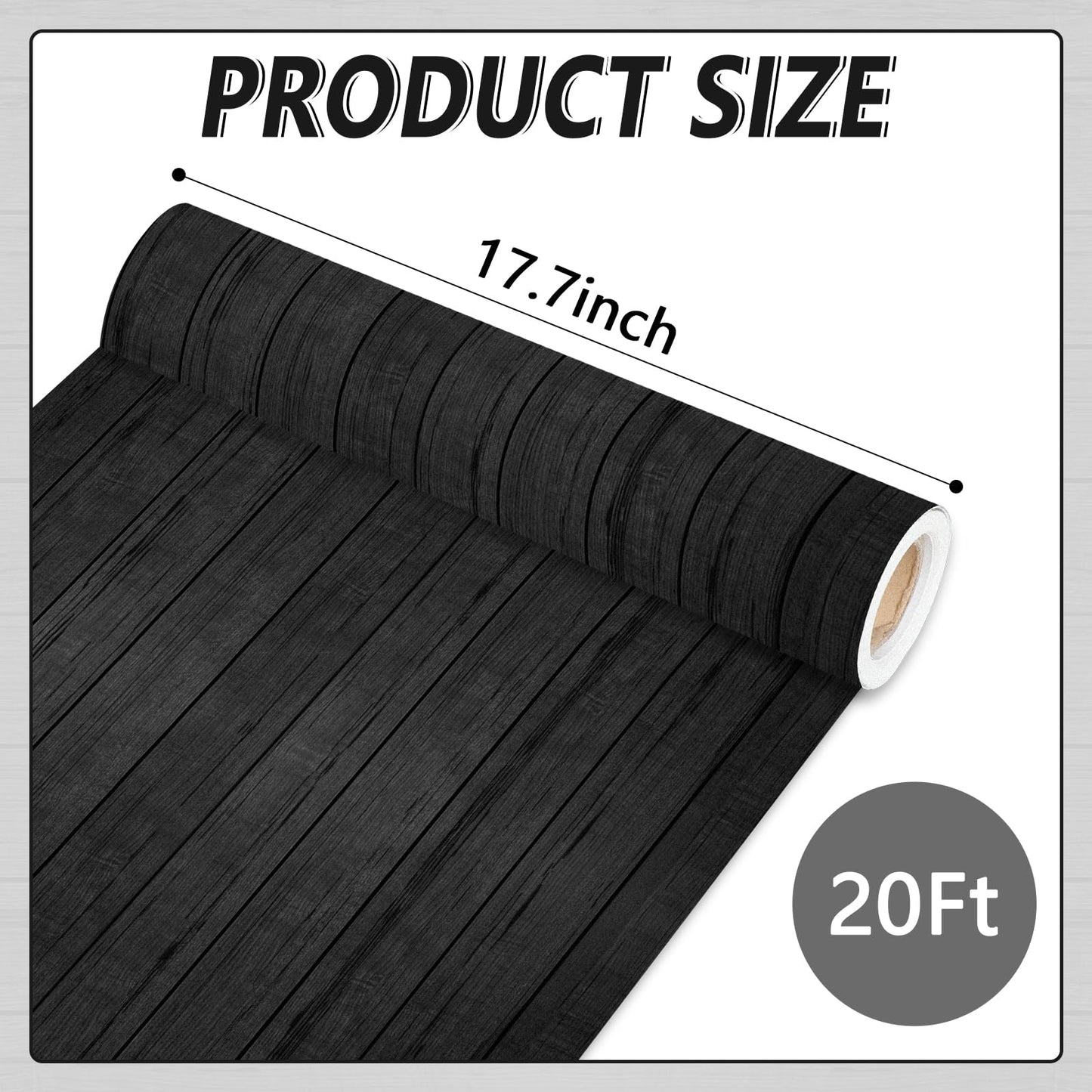Qyeahkj Wood Grain Bulletin Board Paper Roll Rustic Bulletin Board Background Paper Black Fade Resistant Classroom Decoration Poster Art Craft Home Wall Education Decor Supplies 17.7in x 20ft