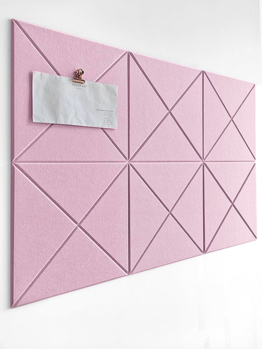 6 Pack Decorative Felt Wall Tiles (11.8” x 11.8”) - Modern Bulletin Board for Home Office & Classroom, Self-Adhesive Cork Board Alternative for Kids Artwork, Photos & Pin Display - Sakura