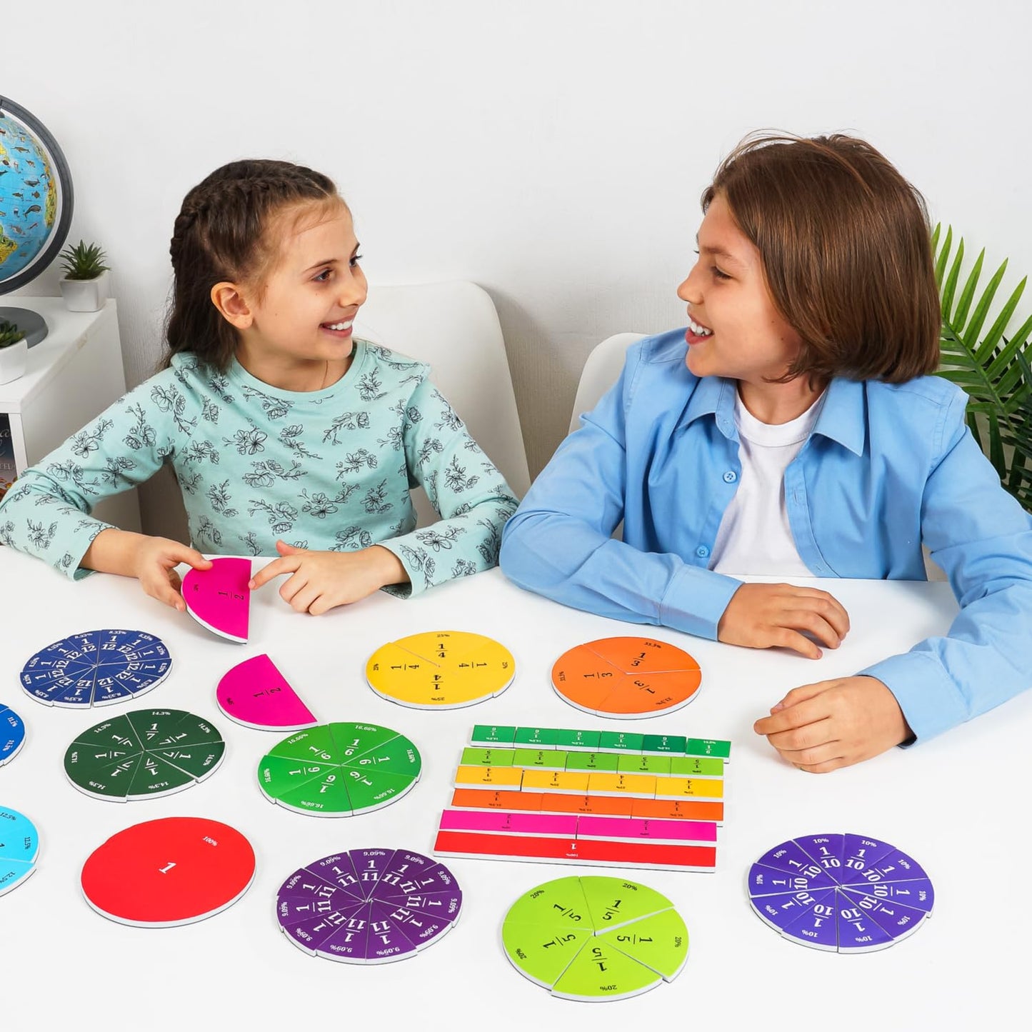 Simply Magic 166 PCS Simply Magic Magnetic Fraction Tiles and Circles & 32 Educational Posters for Kids