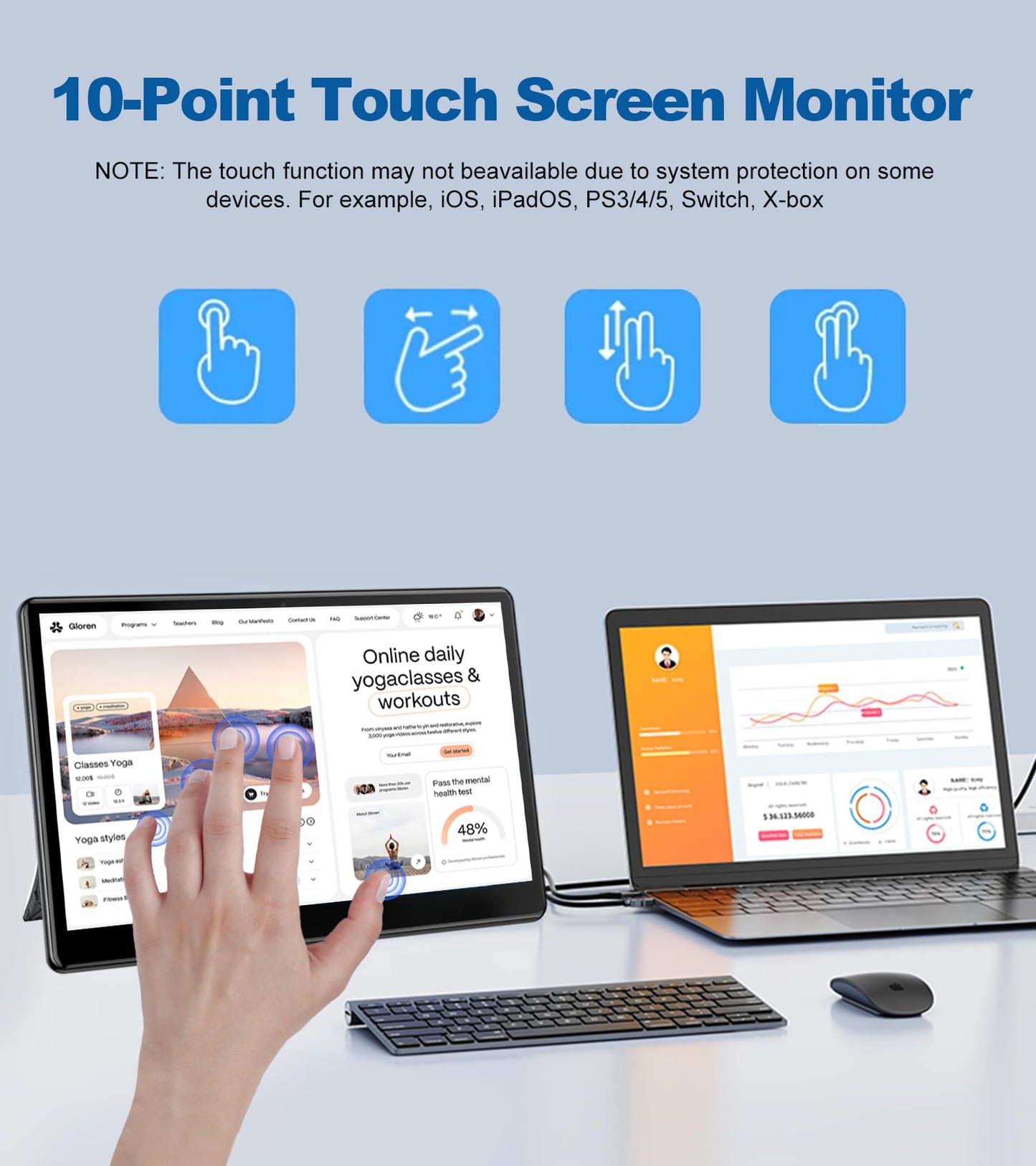 HOWENS Industrial Touchscreen Monitor 13.3 inch, FHD 1920×1080 IPS Laptop Touch Monitor HDMI VGA Display Support VESA Mount Compatible with Laptops PC Mac (13.3 Inch)