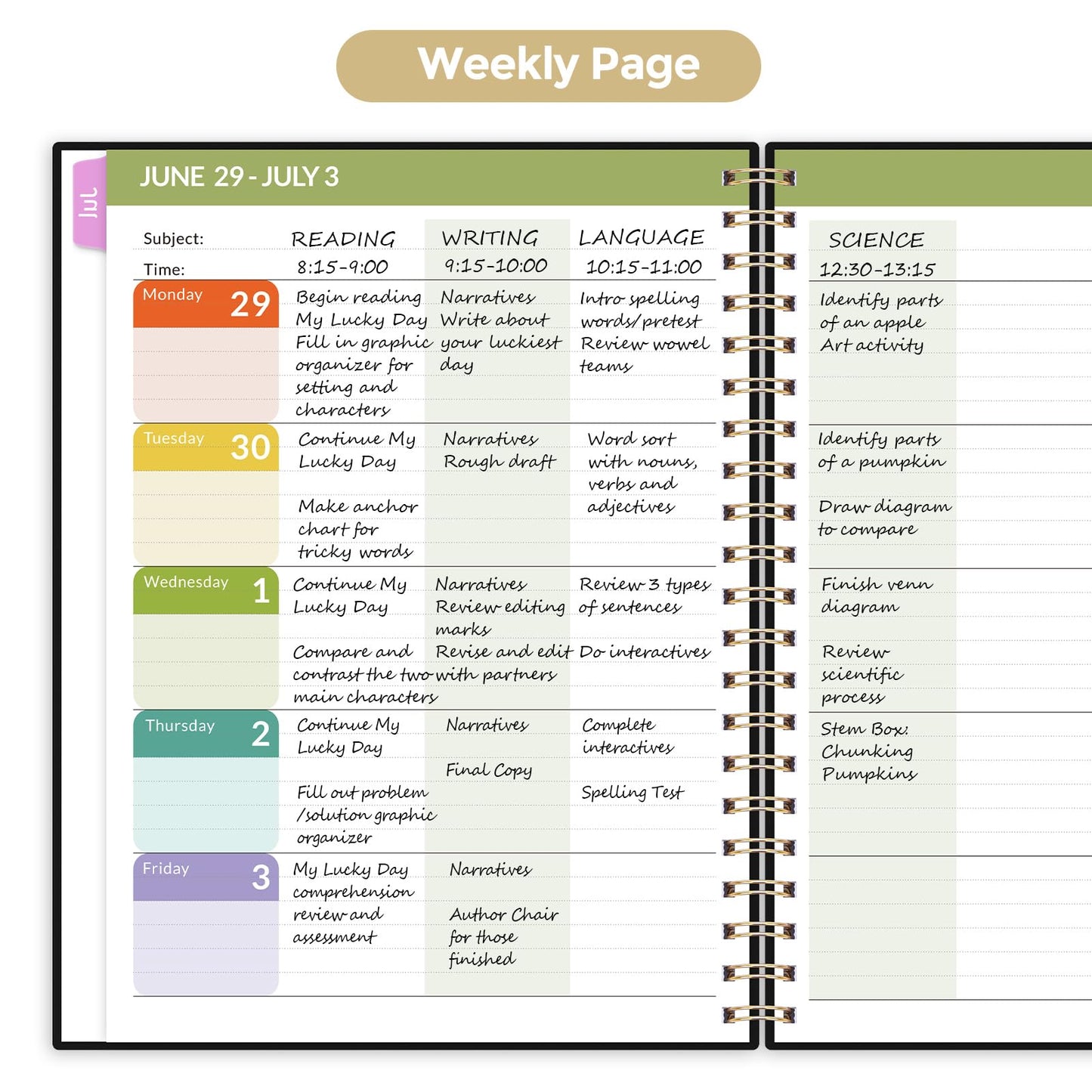 SKYDUE Teacher Planner 2026-2027 Academic Year, 8.5" x 11" Lesson Plan Book, July 2026-June 2027, 162 Pages, Monthly Tabs, Stickers, Weekly Lesson Planning, Student Tracking & Classroom Organization, Black