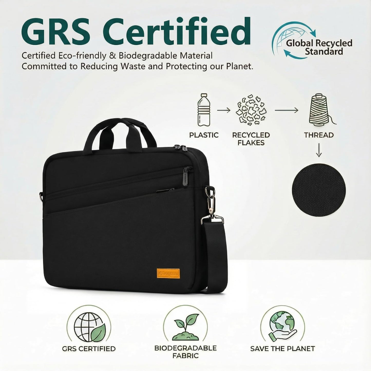 bagasin 15 15.6 16 inch Laptop Computer PC Shoulder Bag Carrying Case, Water-Repellent Fabric Briefcase, Lightweight Toploader, Business Casual or School
