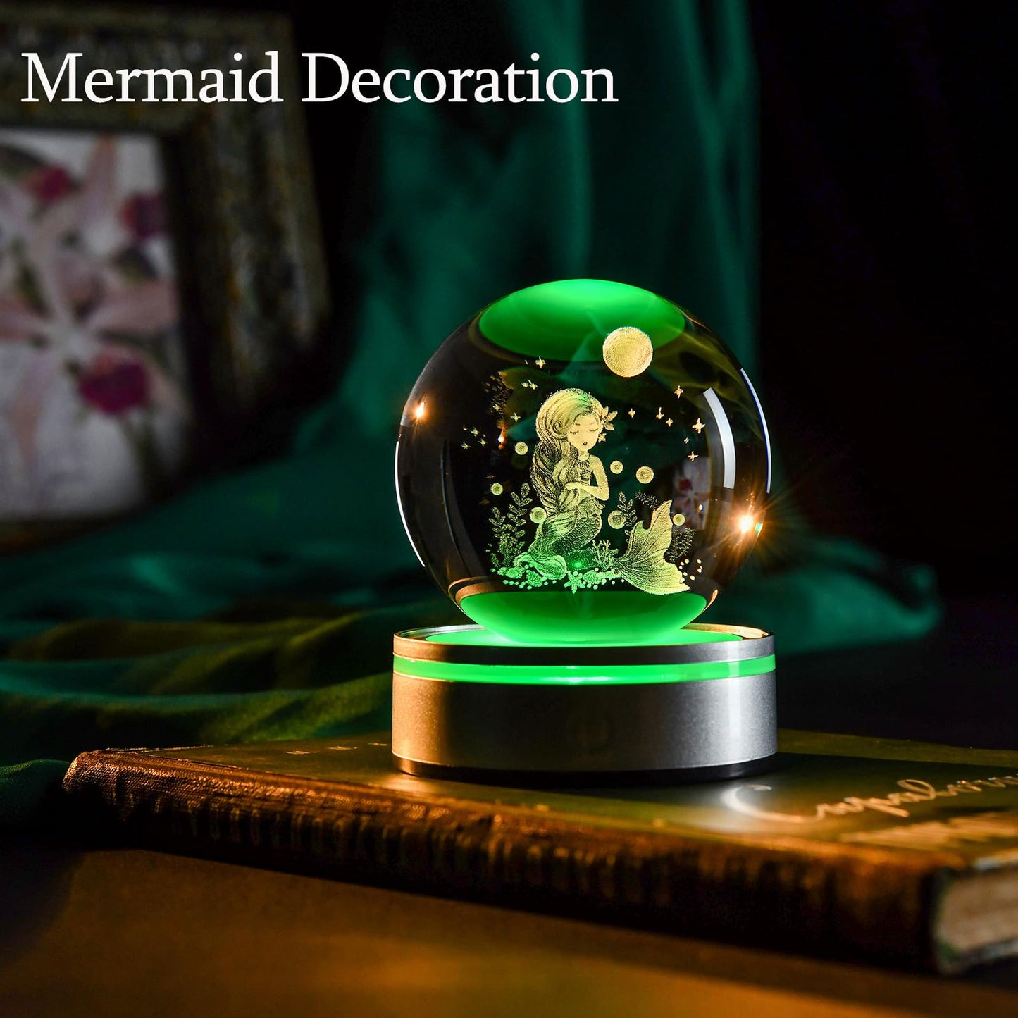 IFOLAINA Mermaid Crystal Ball Gifts for Girls Her Mermaid Lovers Birthday Christmas Decorative Globes 3D Crystal Tale Sphere Decor