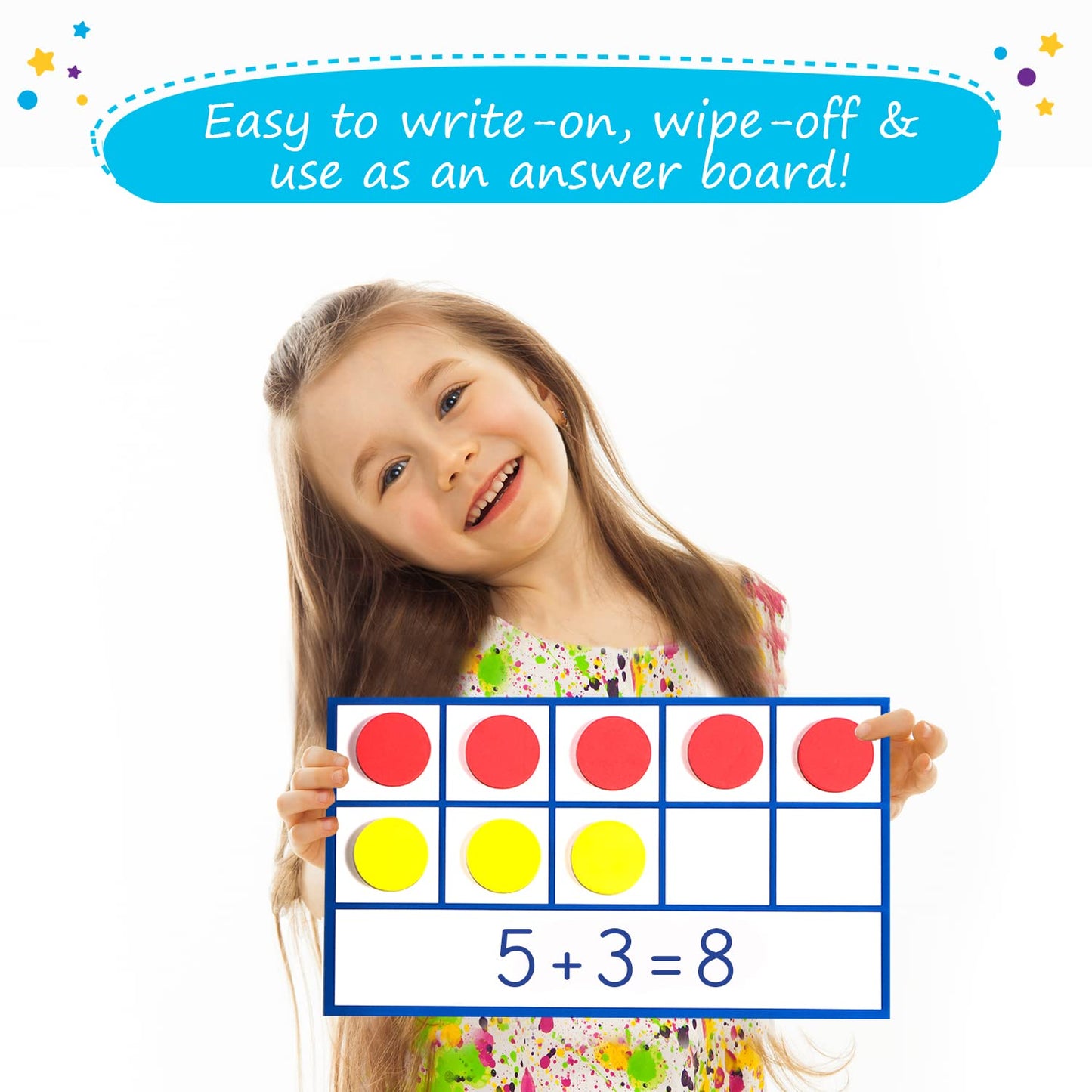 130 PCS Jumbo Magnetic Ten Frame Set, Ten Frames Class Set, Math Manipulatives for Kindergarten, PreK, Preschool, Math Counters, Games for Kids, Magnetic Counters, Teacher and Homeschool Supplies