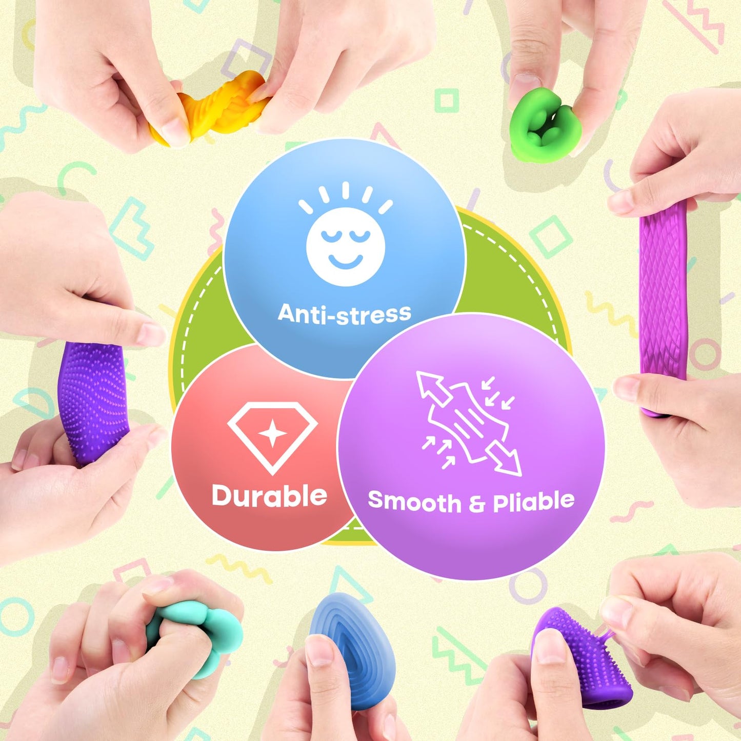 Squishy Fidget Toys for Kids Toddlers: 12 Pcs Super Soft & Textured Sensory Toys for Autistic Children, Classroom Calming Fidgets for Autism, Baby Travel Essential Squeeze Gifts Girls Boys