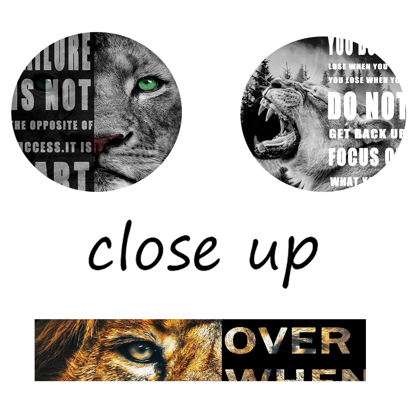 3 Panels Motivational Lion Canvas Print Wall Art Inspirational Quote Picture Animal Poster Painting Modern Inspiring Artwork Decor for Living Room Office Home Decor Wooden Framed [72''Wx 36''H]
