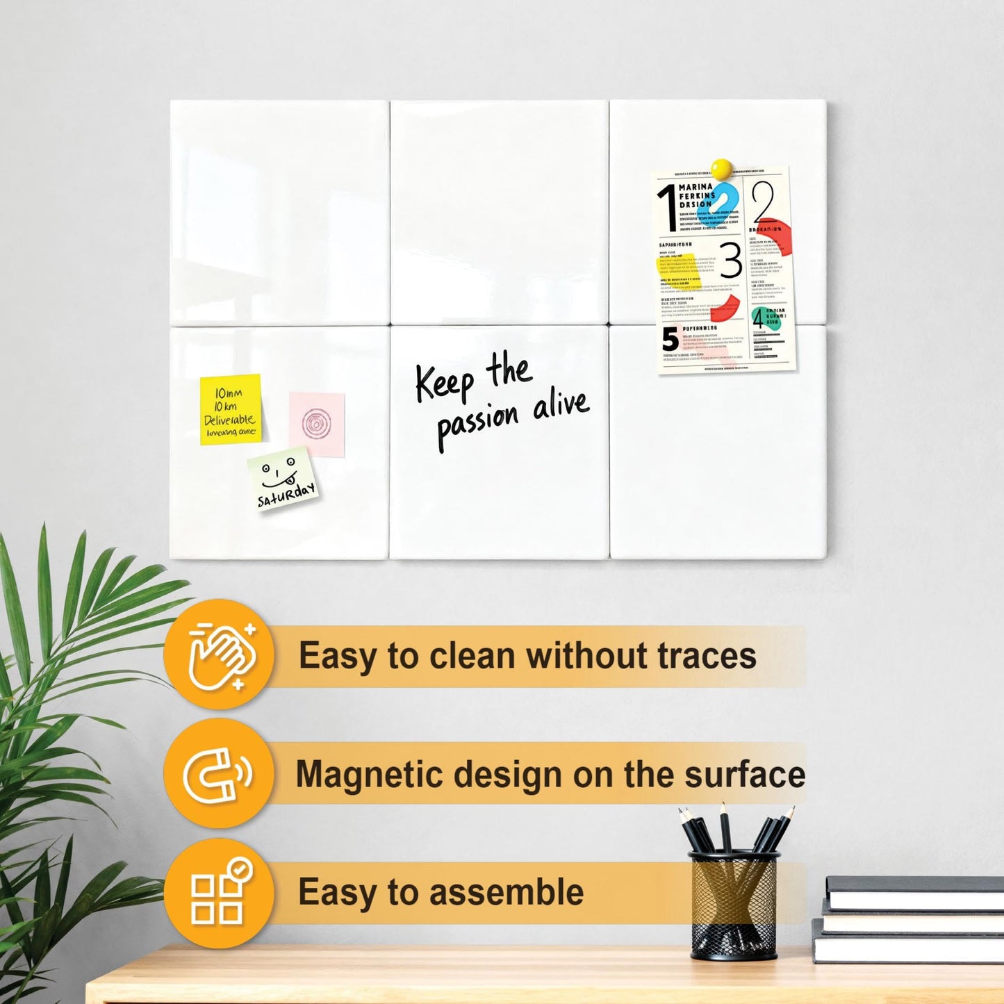 Comix Magnetic Board, 6 Pack Magnetic Whiteboard for wall, 11.8 x 11.8 Inches Dry Erase Board for Kids, Students, White Board Dry Erase Set for Fridge, Office and Home, White