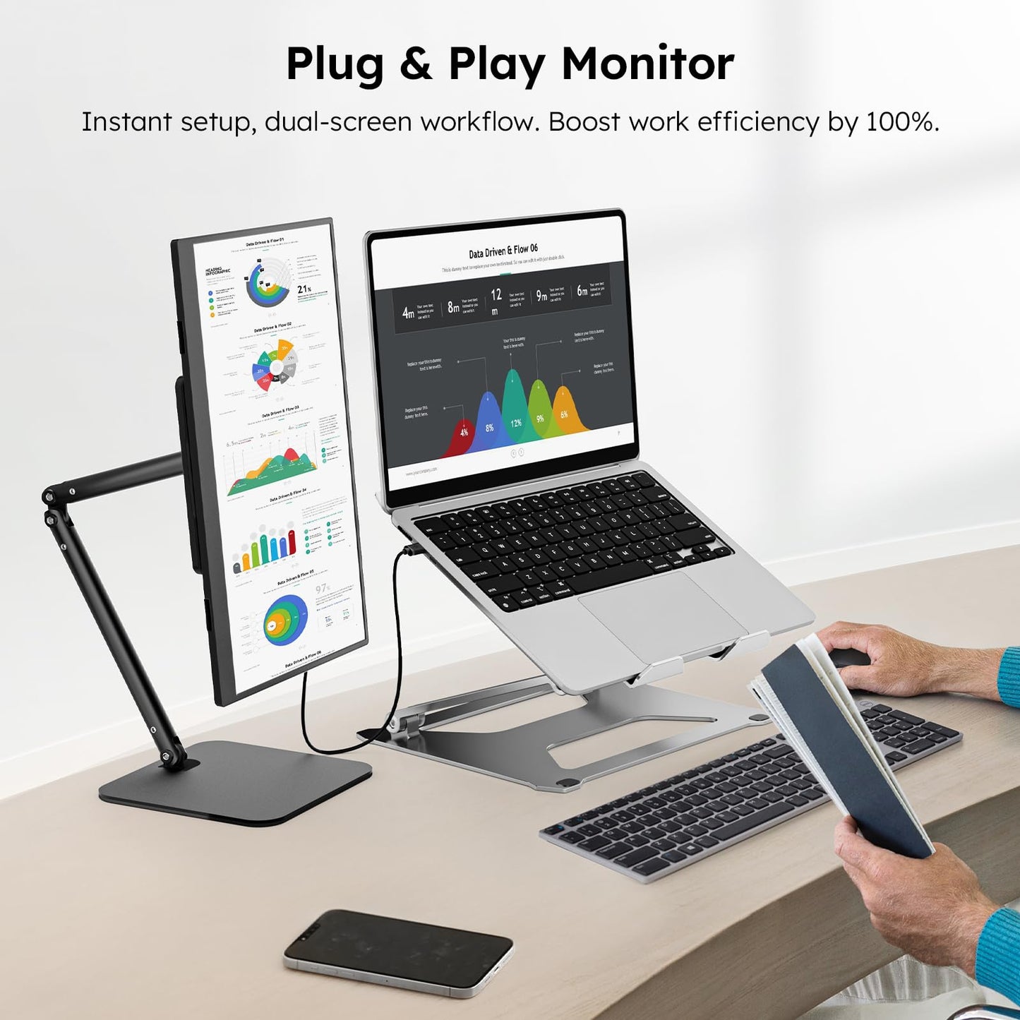 Dopesplay Portable Monitor, 15.6" FHD 1080P IPS Travel Monitor for Laptop, Foldable Magnetic Stand & Carry Case Included, USB-C Screen Extender for Laptop Mac PC Phone Xbox PS4/5 Switch