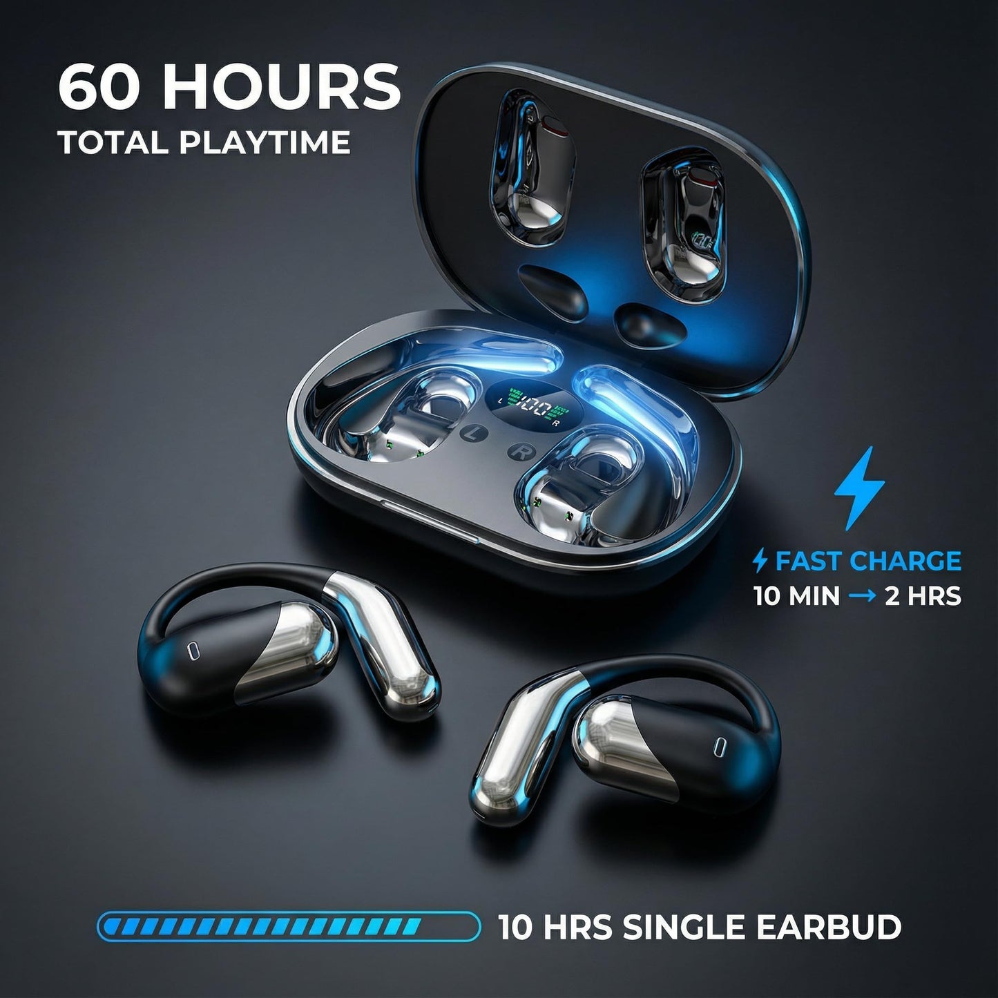 AI Translation Earbuds Real Time – 194 Languages Translator Earbuds, No Subscription, 60H Battery Open Ear Bluetooth 5.4 Headphones, Audifonos Traductores Inglés Español for Travel Business Learning