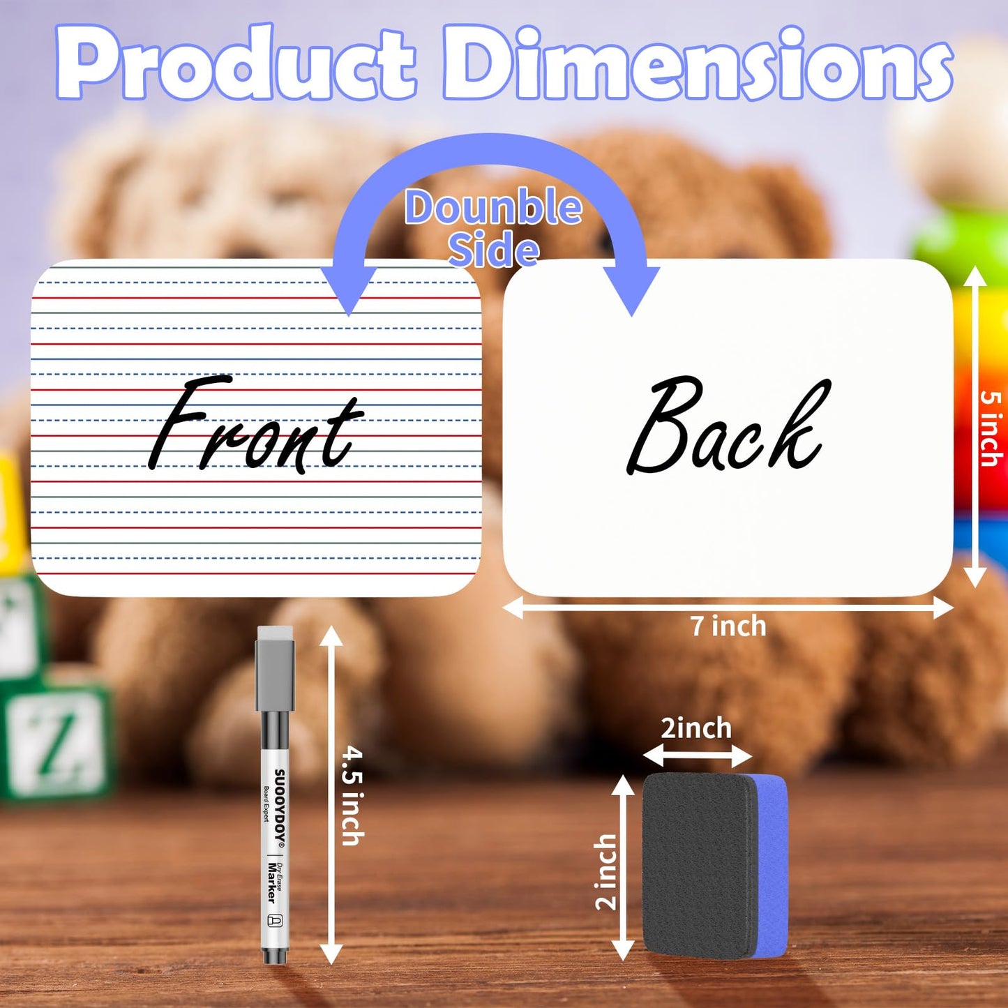 Dry Erase Boards 32 Pack, 9"x12" Double Sided Small Whiteboards with Lines for Kids, Students, Teacher & Classroom Pack, Mini Individual White Boards Lined for Writing Math English Practice