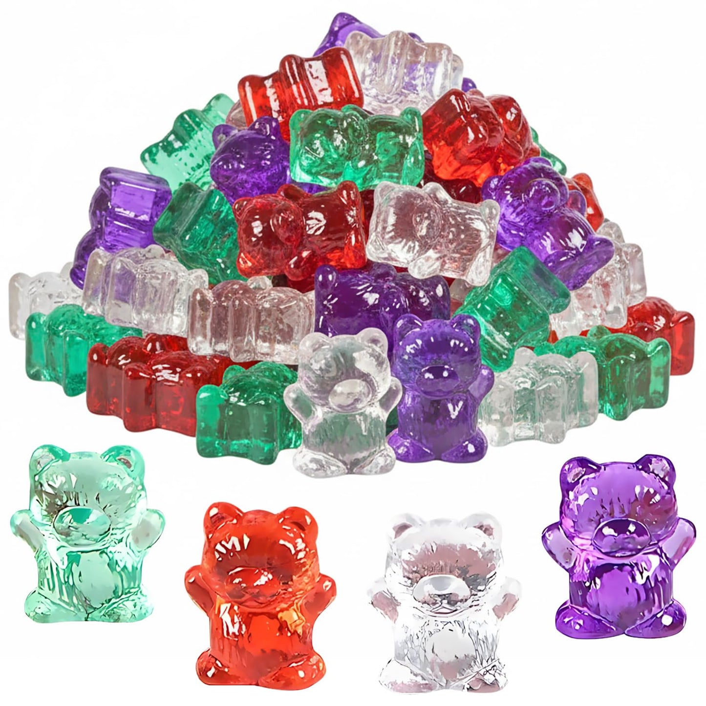 Fun Express Translucent Rainbow Counting Bears with Storage Jar - 100 Pieces