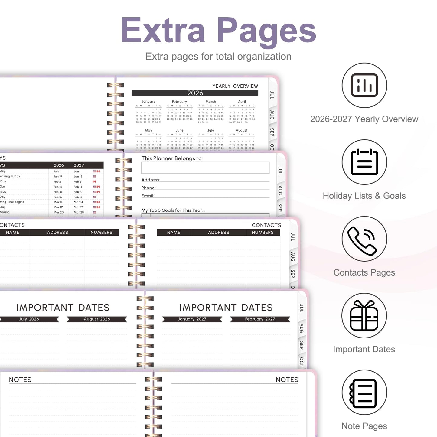 Planner 2026-2027, Weekly and Monthly Academic Planner, July 2026 - June 2027, Hardcover Calendar Agenda Book for School Year Planning, School Supplies for Teacher and Student, A5(6.3'' x 8.5'')