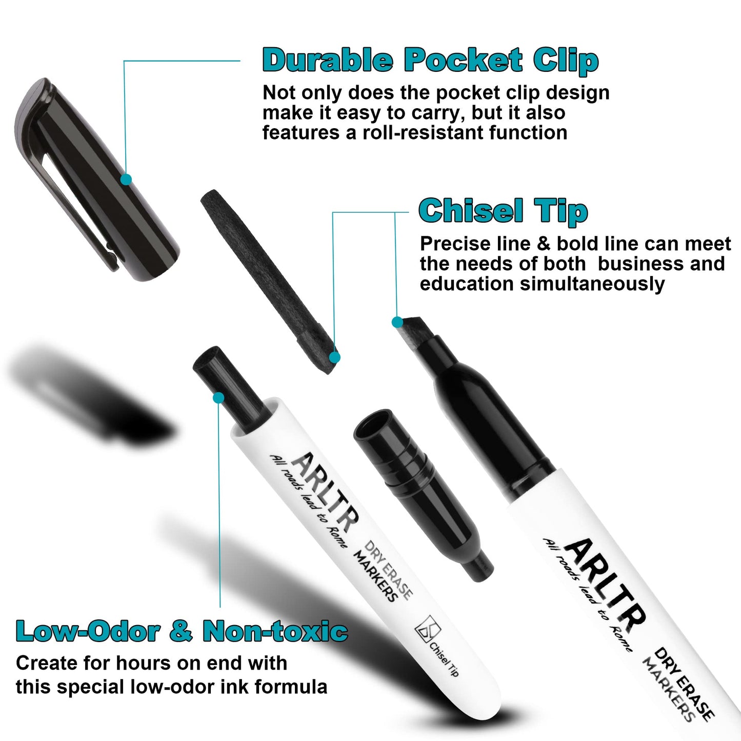 ARLTR Dry Erase Marker Bulk Set, 108 Count, Black and White, Chisel Tip, Low Odor, For Office Use