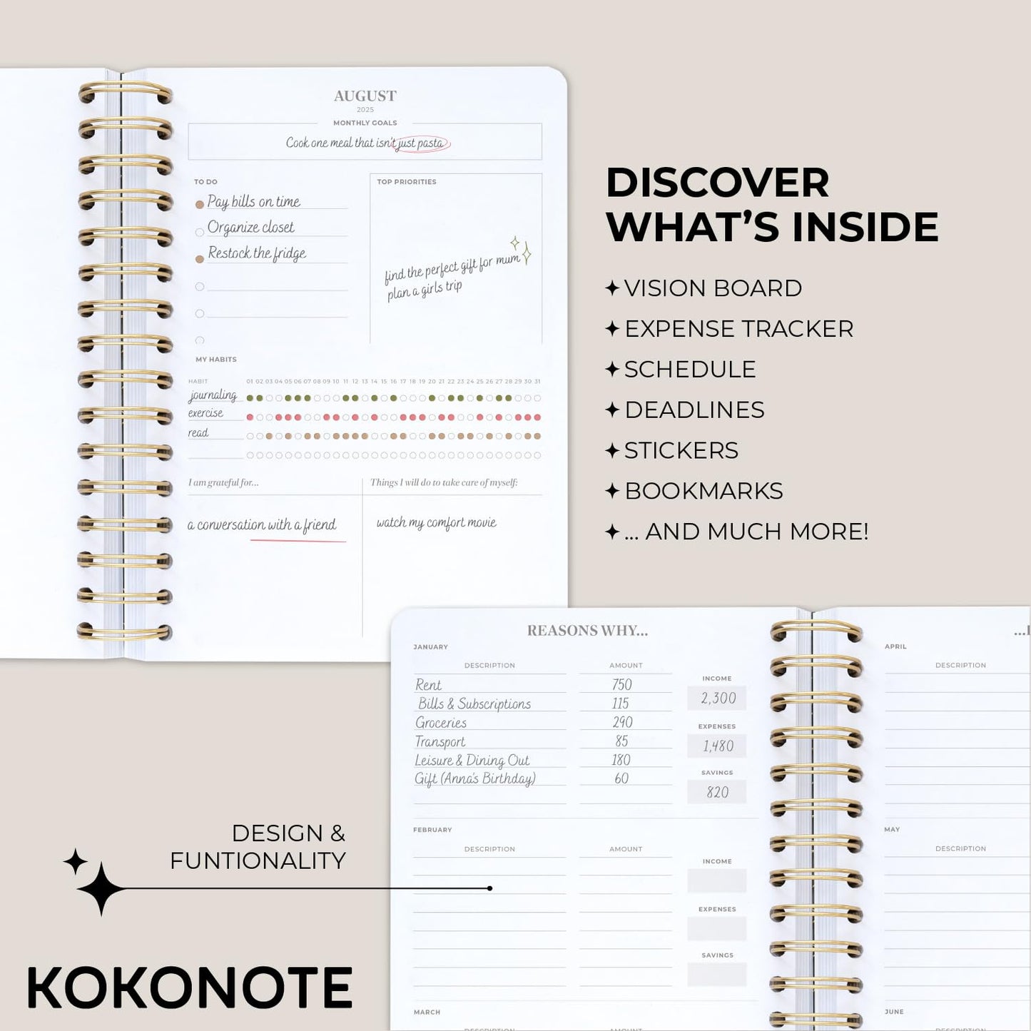 KOKONOTE Planner 2025-2026 William Morris Wall Art - Planner for Women 17 Month(Aug 25/ Dec 26) | Weekly & Monthly Academic planner 2025-2026 | 6.4" x 7.9" | Hardcover Agenda 2025 | Thick paper 120 g/m²