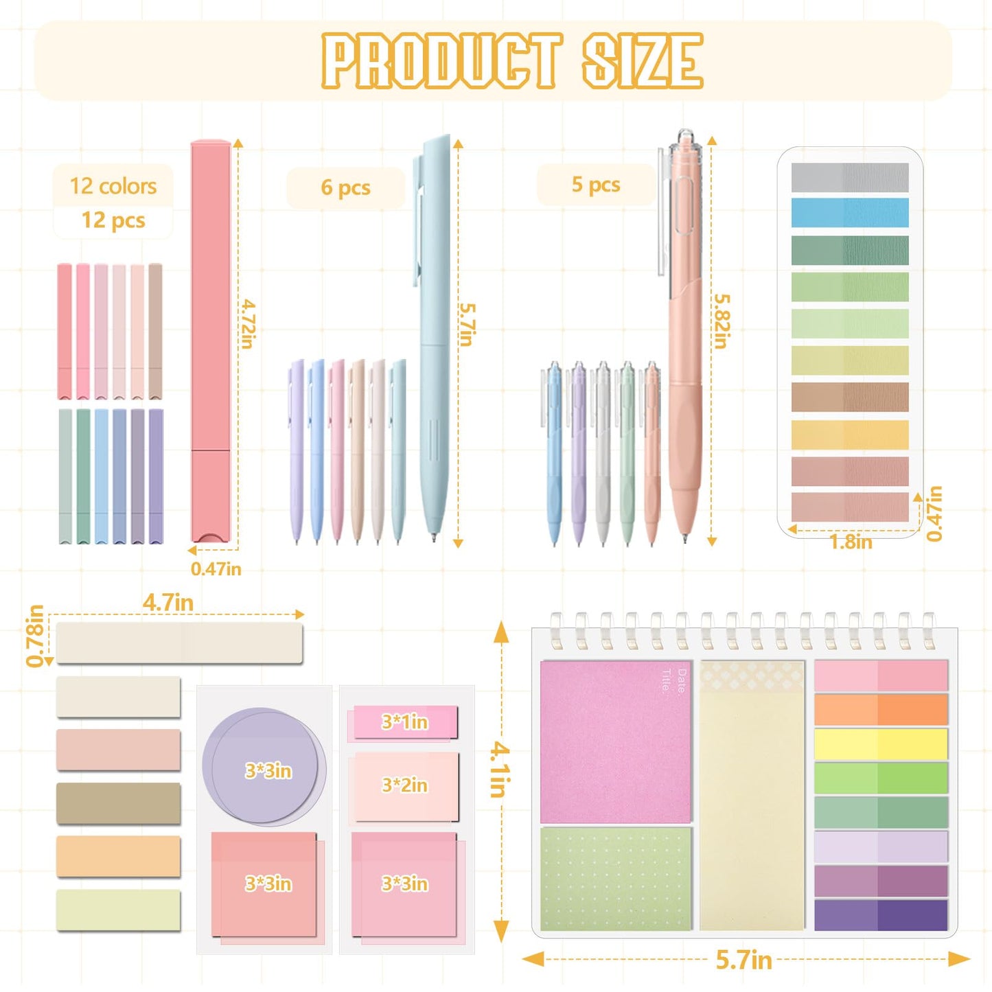Jutom 41 Pcs Aesthetic Book Annotation Kit with Pencil Bag Bible Journaling Kit Notebook Sticky Note Tab Highlighter Black Ink Pen Page Marker School Office Supplies Bible Lover Gift(Beige)