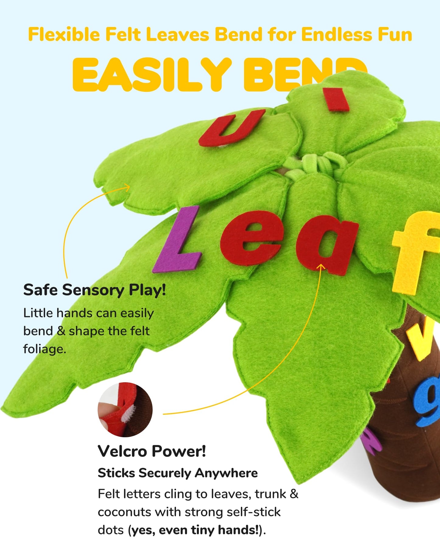 CHEFAN Felt Letter Tree, Freestanding Coconut Tree, Alphabet Game Set Props from The Childhood Favorite Book for Early Education Home Classroom Play