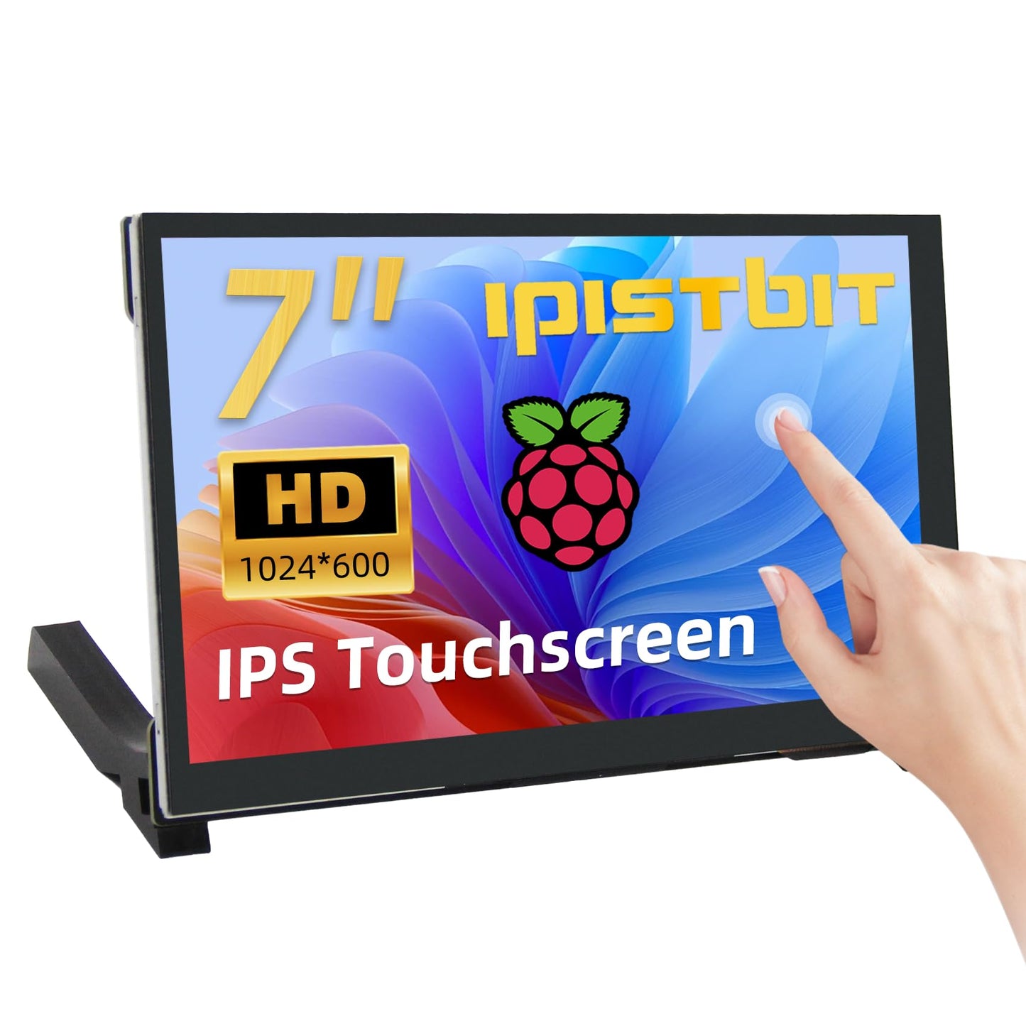 iPistBit 7 Inch IPS LCD Touch Screen Display 1024×600 HDMI Capacitive Mini Small Monitor for Raspberry Pi 5/4/3/2/B/B+, BB Black, Win 11/10/8/7