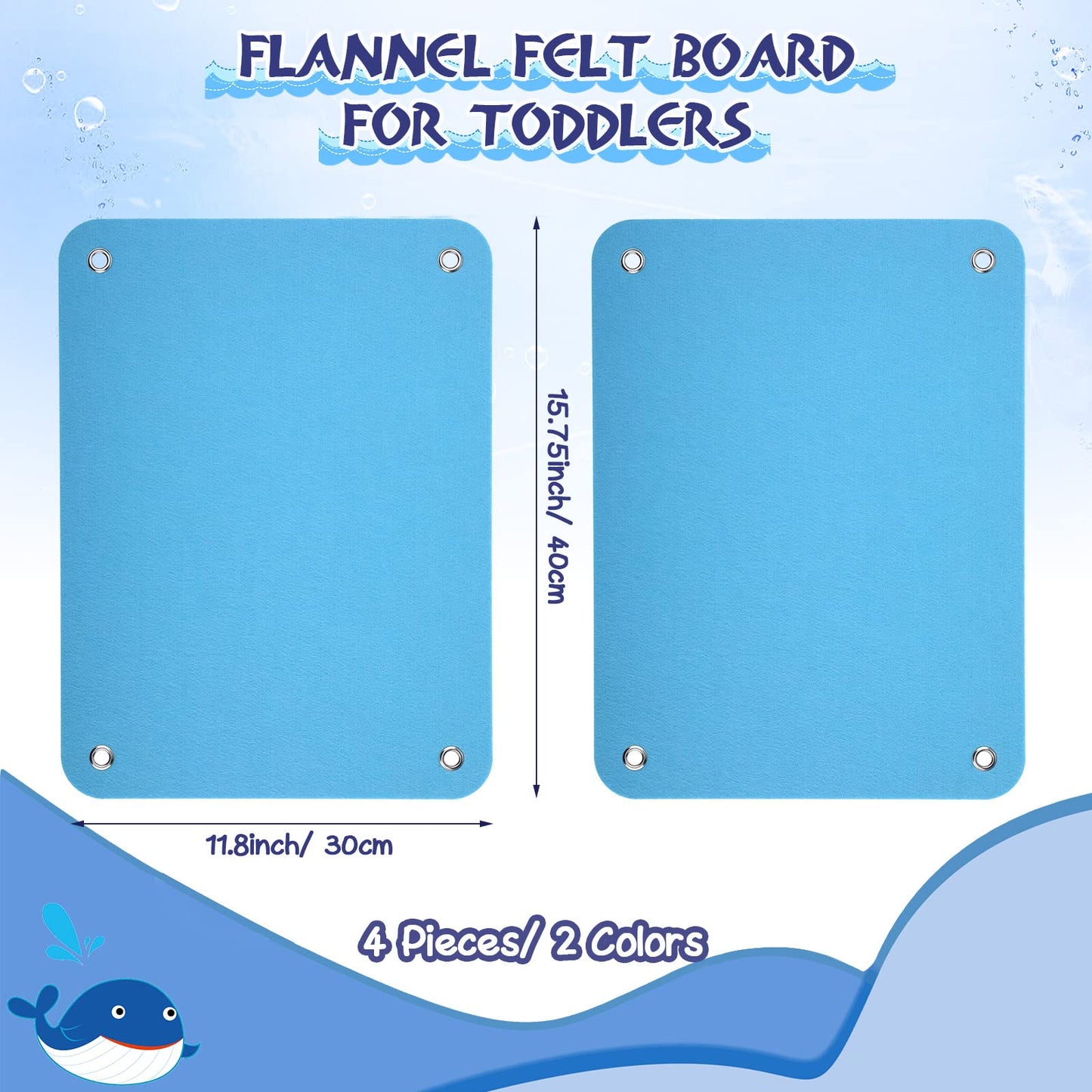 Yunsailing 4 Pieces Felt Board for Toddlers Classroom Flannel Board Stories for Preschool Homeschooling, Kids Felt Story Activity Wall Hanging Children Birthday Gifts, 11.8 x 15.75 Inch (Blue)