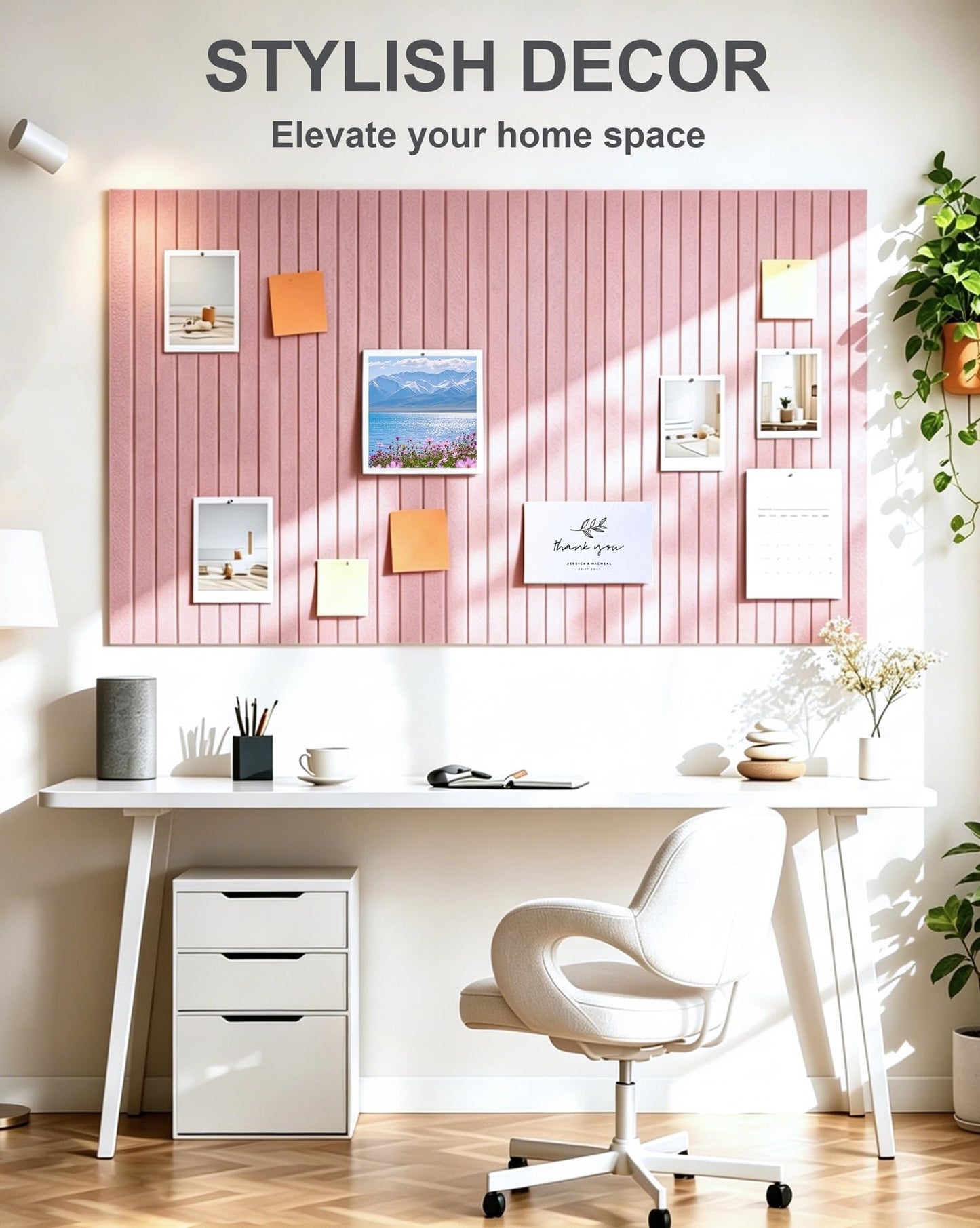 G Gamit 0.47" Thick Felt Pin Board 36"x24" Large Cork Board Alternative 6 Pack 11.81"x11.81"Felt Bulletin Board Wall Tiles Notice Board with 30 Pushpins for Home Office School(Fine-Coral Pink)