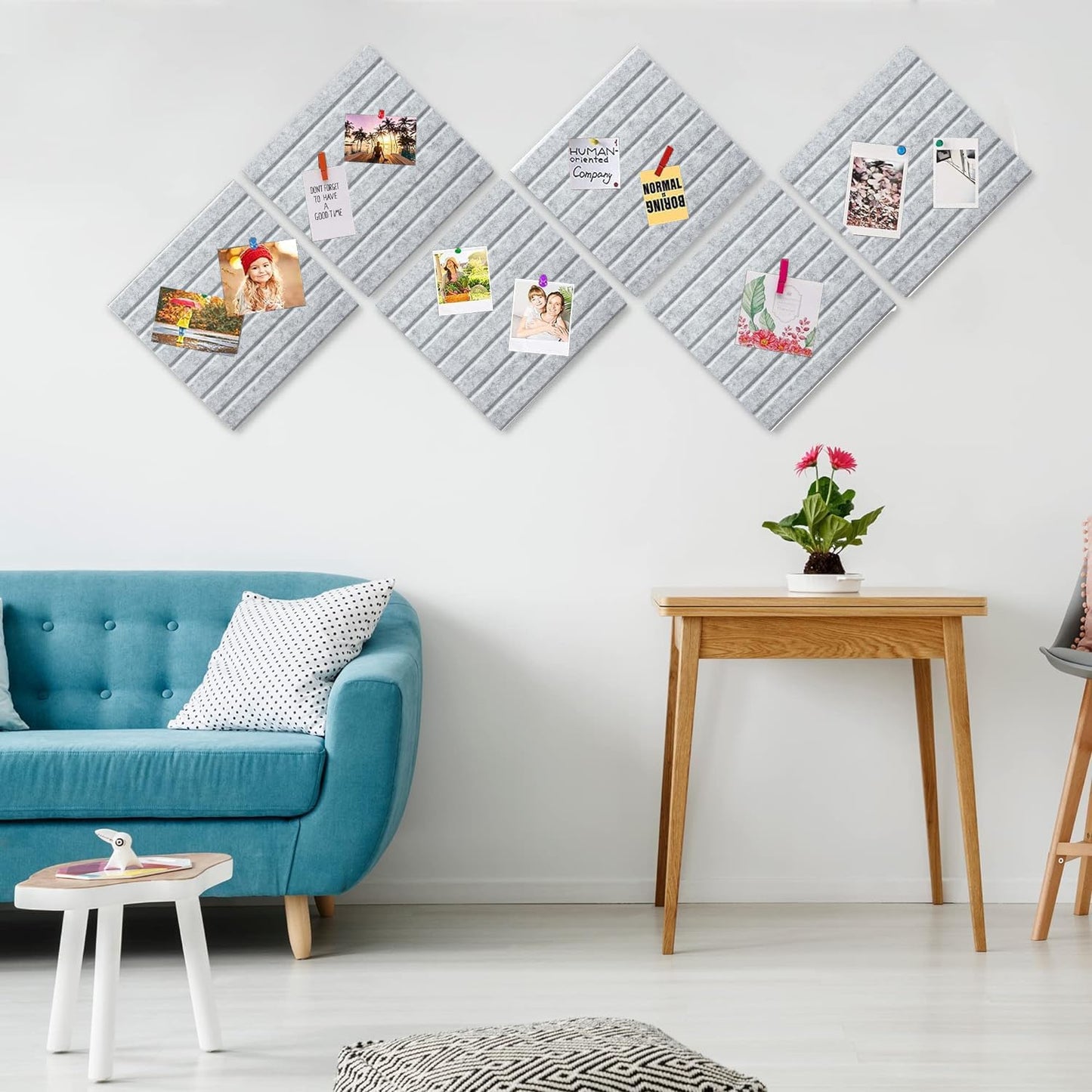 Yunihome Cork Board for Walls 36" x 24", 6 Pack Felt Bulletin Board Wall Tiles with 30 Push Pins for Home Kitchen School Office Wall DIY Decorative