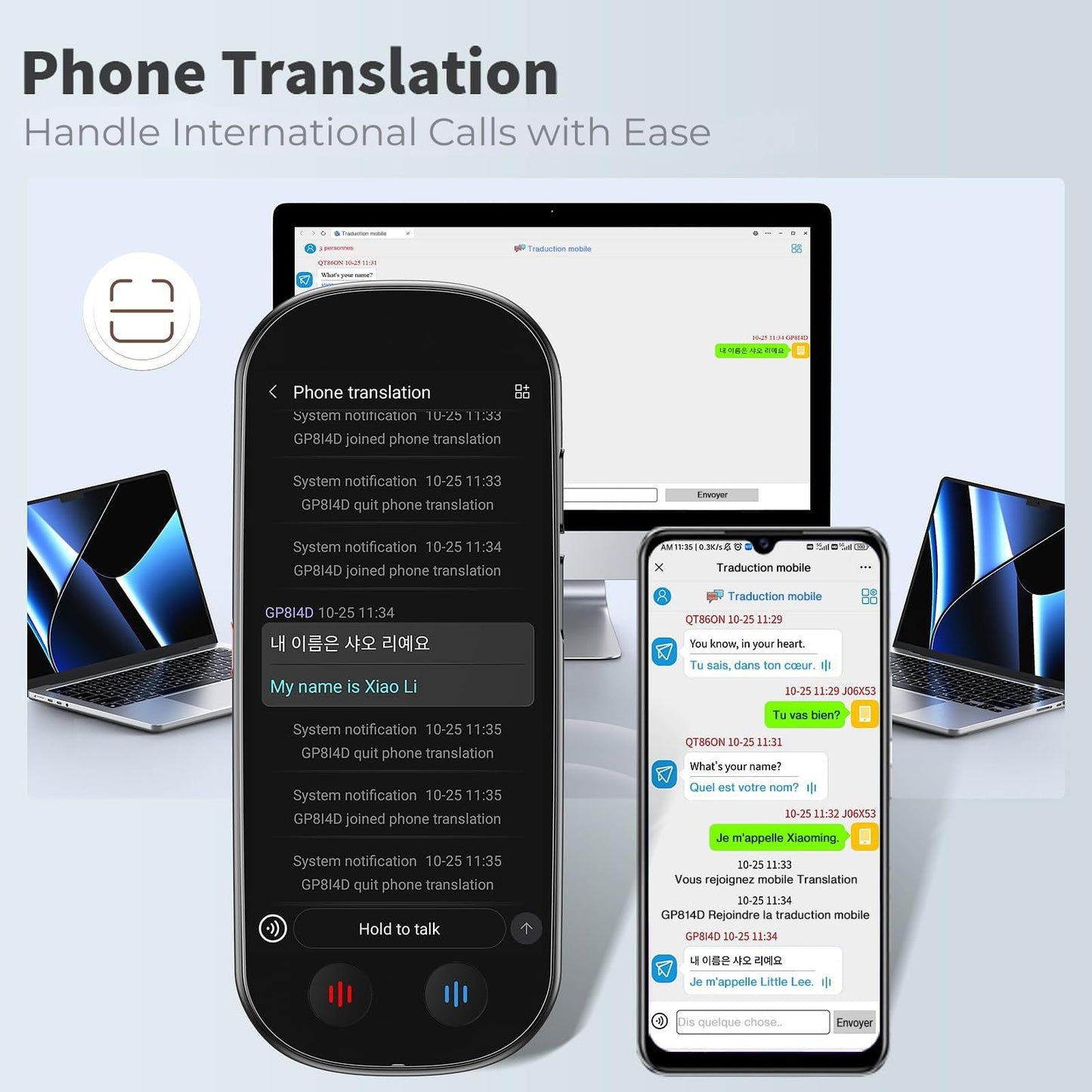 FancyDove AI Translator Device, Real-Time Two-Way Instant Voice Translator, 149 Languages Translator, Voice & Photo Translation for Travel, Business & Study, Traductor de Voz