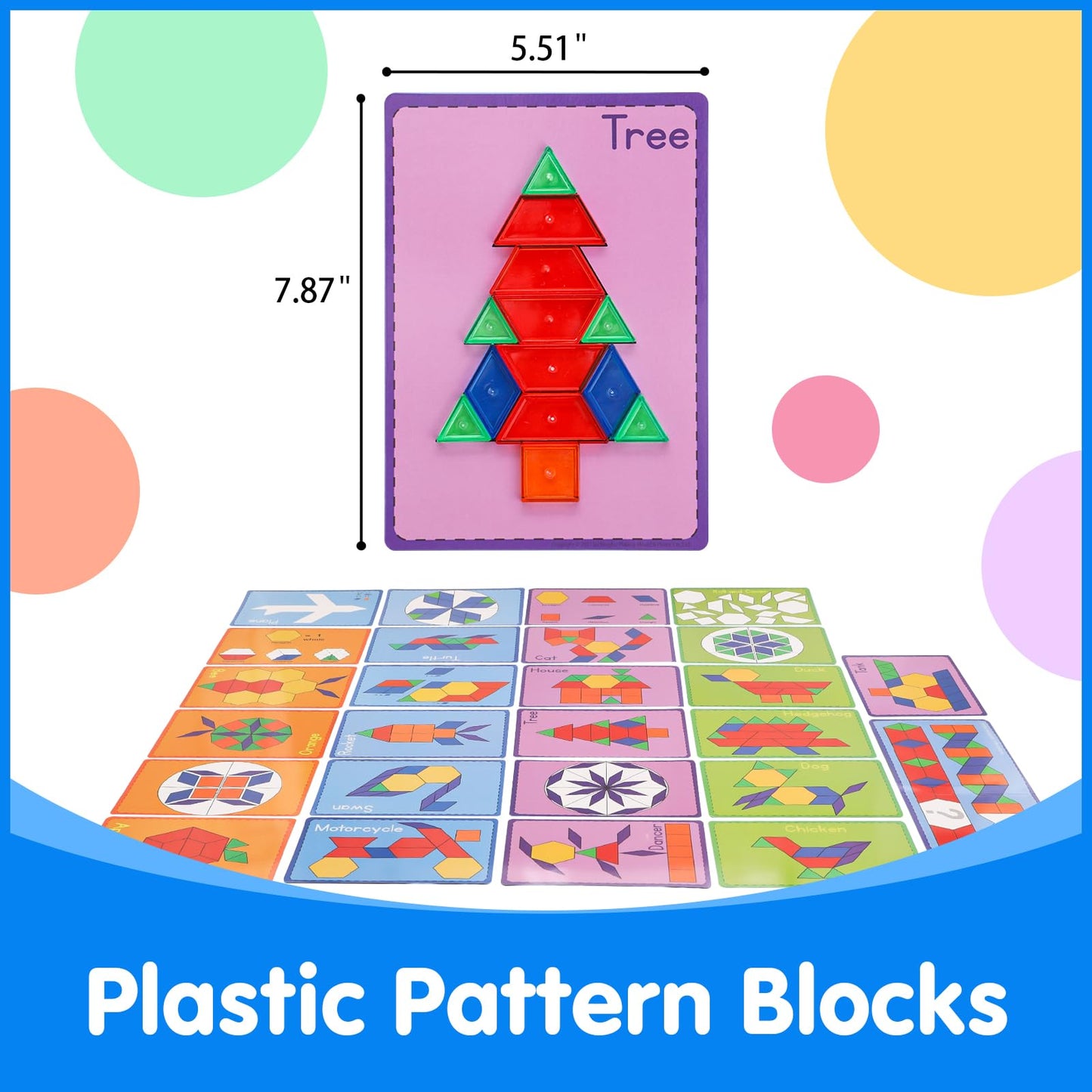 Odoorgames Translucent Math Blocks, Engaging Math Toy - 140 Pcs Translucent Pattern Blocks,Geometric Shapes,Translucent Toys