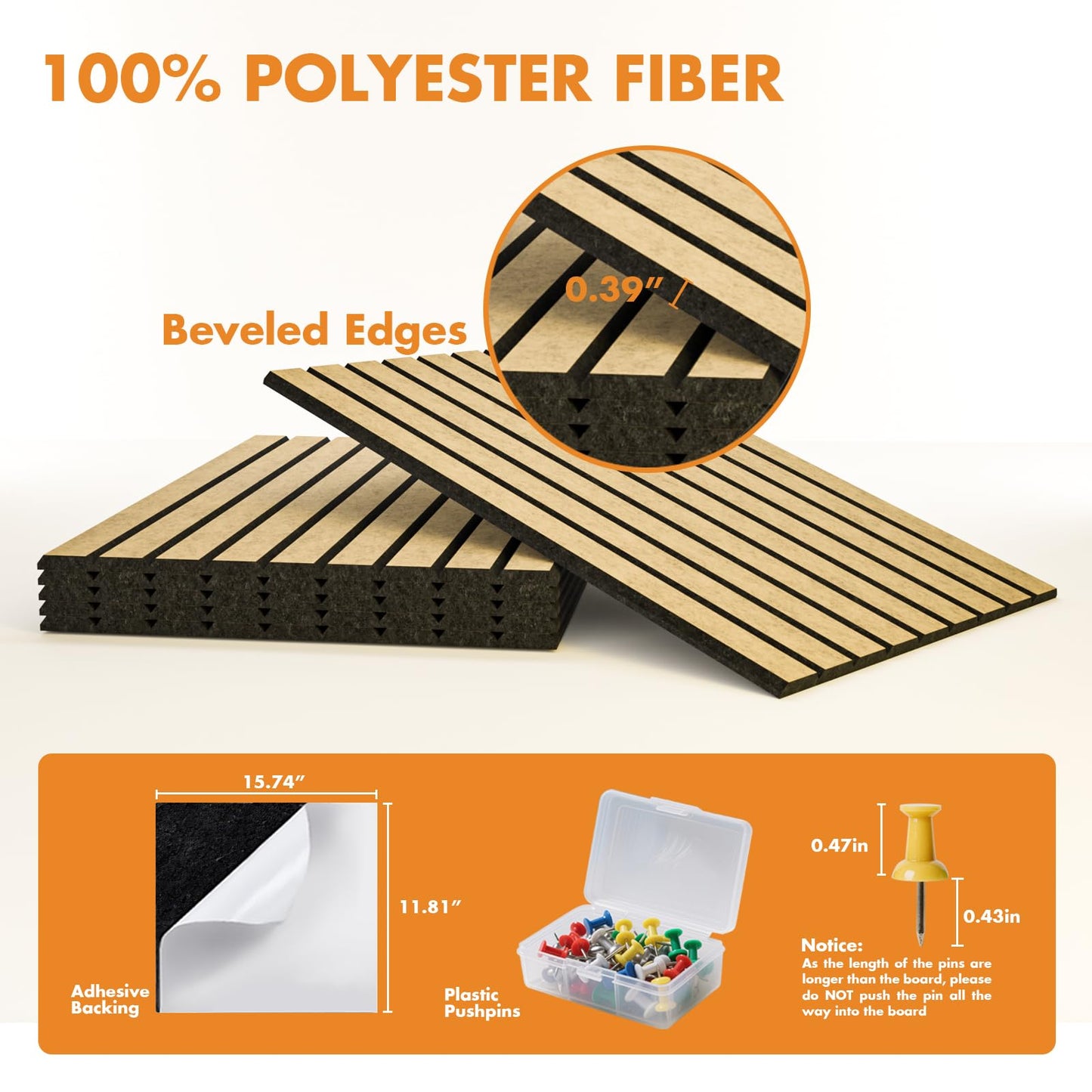 Cork Board Tiles for Wall with Push Pins, Removable 48" x 24" Slat Bulletin Board Sets, Adhesive Pin Board | Magrowill 6 Packs Felt Panels for Interior Wall Decor