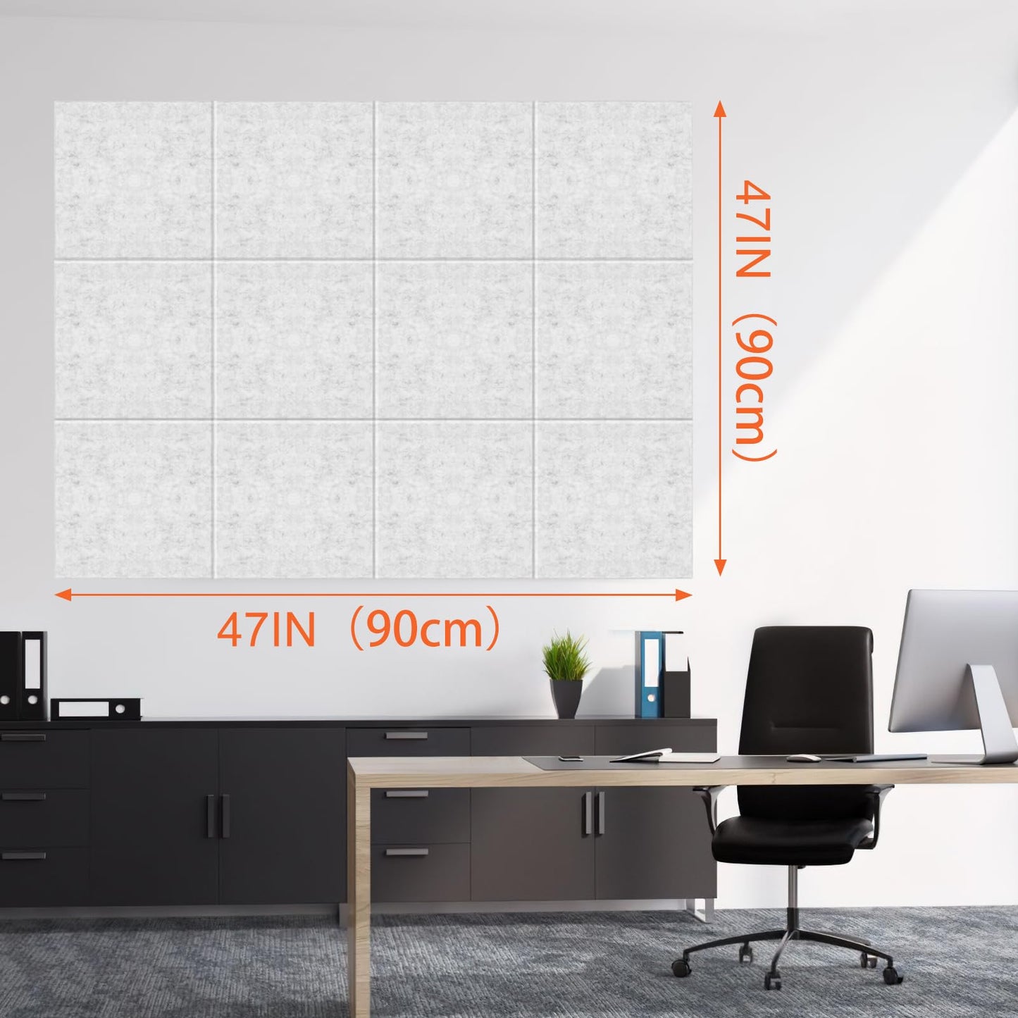 Cork Boards for Walls 48" x 36" Felt Board Alternative, 12 Pack Felt Wall Tiles Bulletin Board, Large Cork Board for Office Pin Board Tack Board Cork Boards