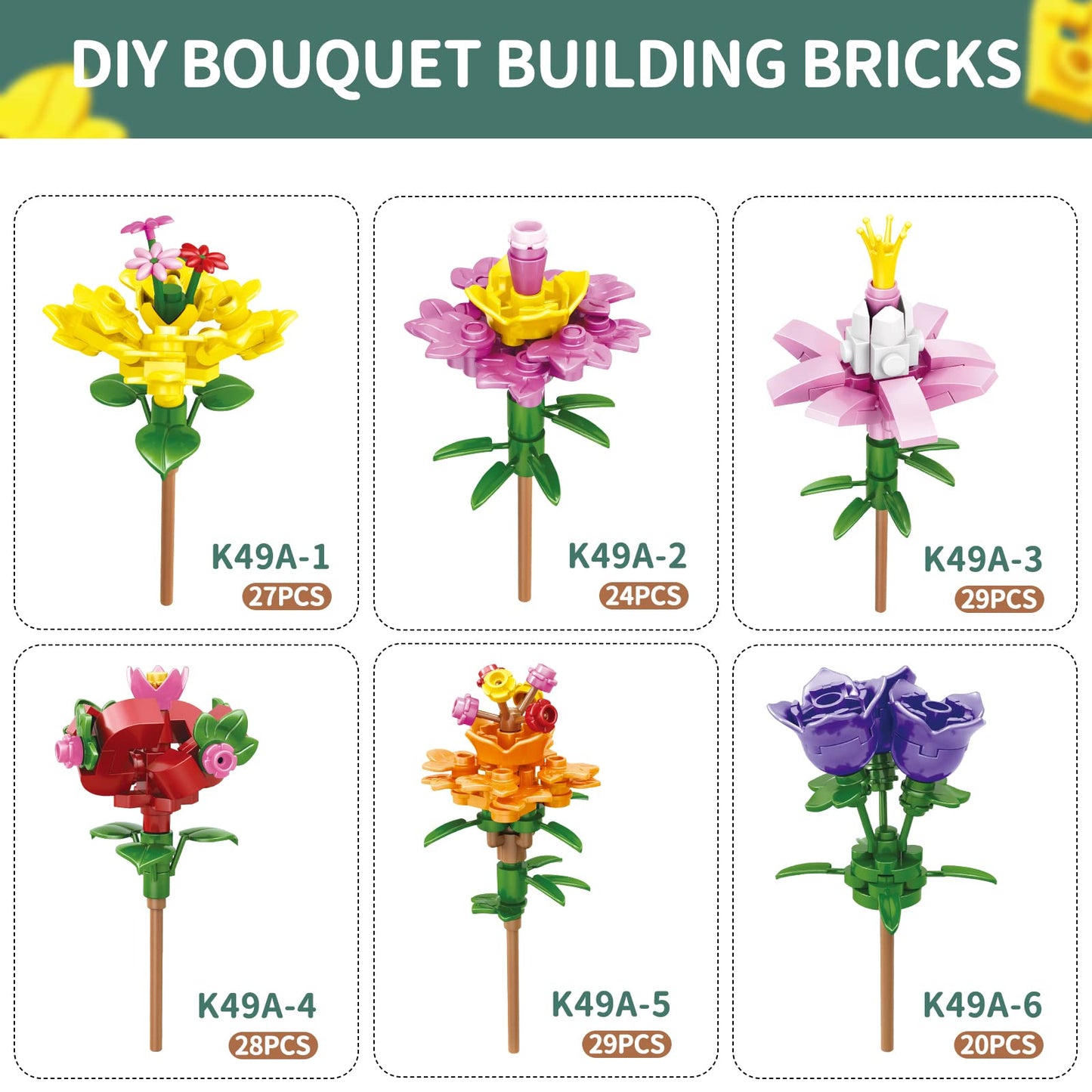auryee 12 Pack Filled Eggs with 157 Pcs DIY Flower Garden Building Blocks for Party Favors, Easter Egg Hunt, Classroom Events - Educational Activity Toy for Girls 6+ Years Old