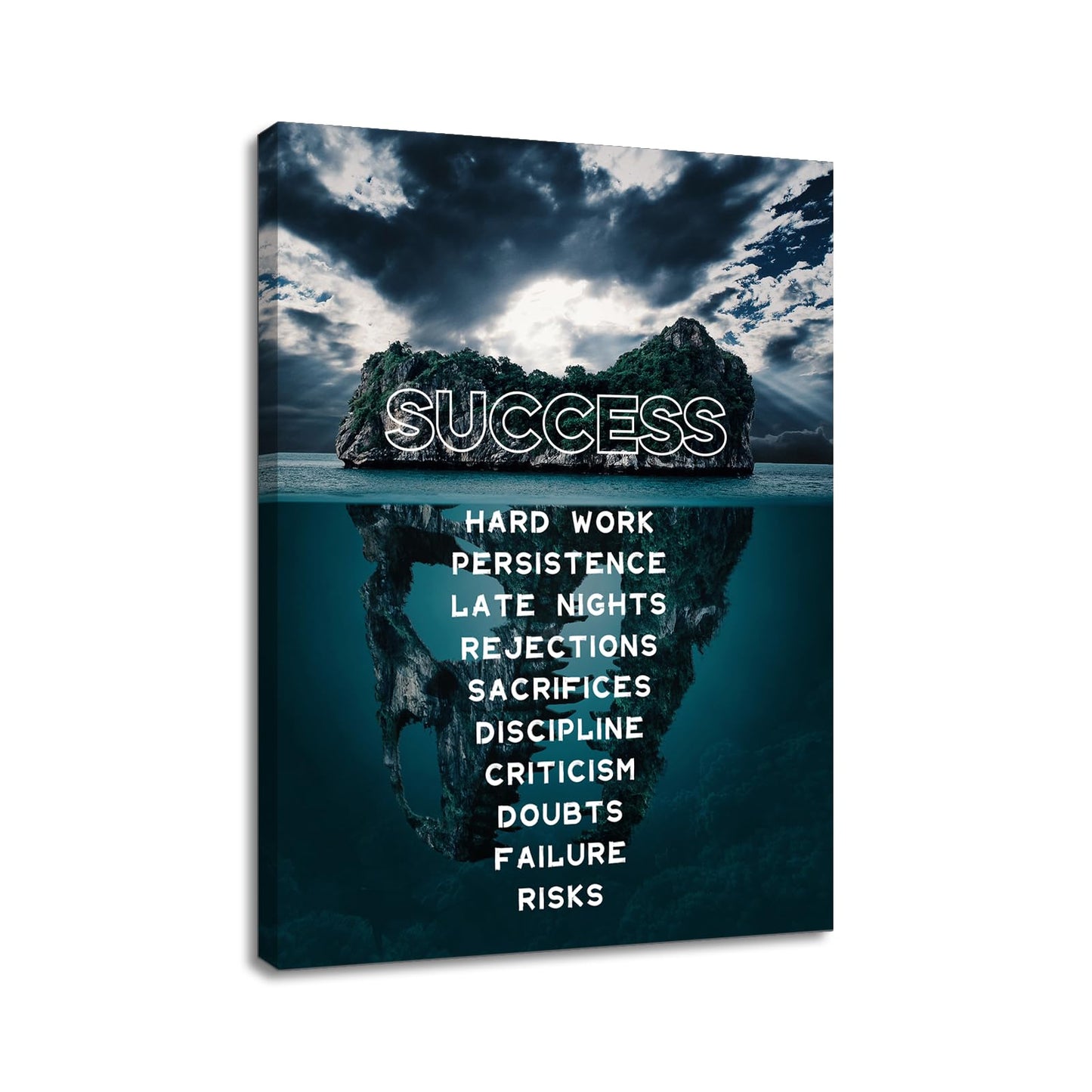 YSPCSUN Inspirational Posters for Office, Success Iceberg Canvas Poster Single Panel Wall Decor for Home Office Dorm Classroom, Framed Canvas Art, 24x18inch