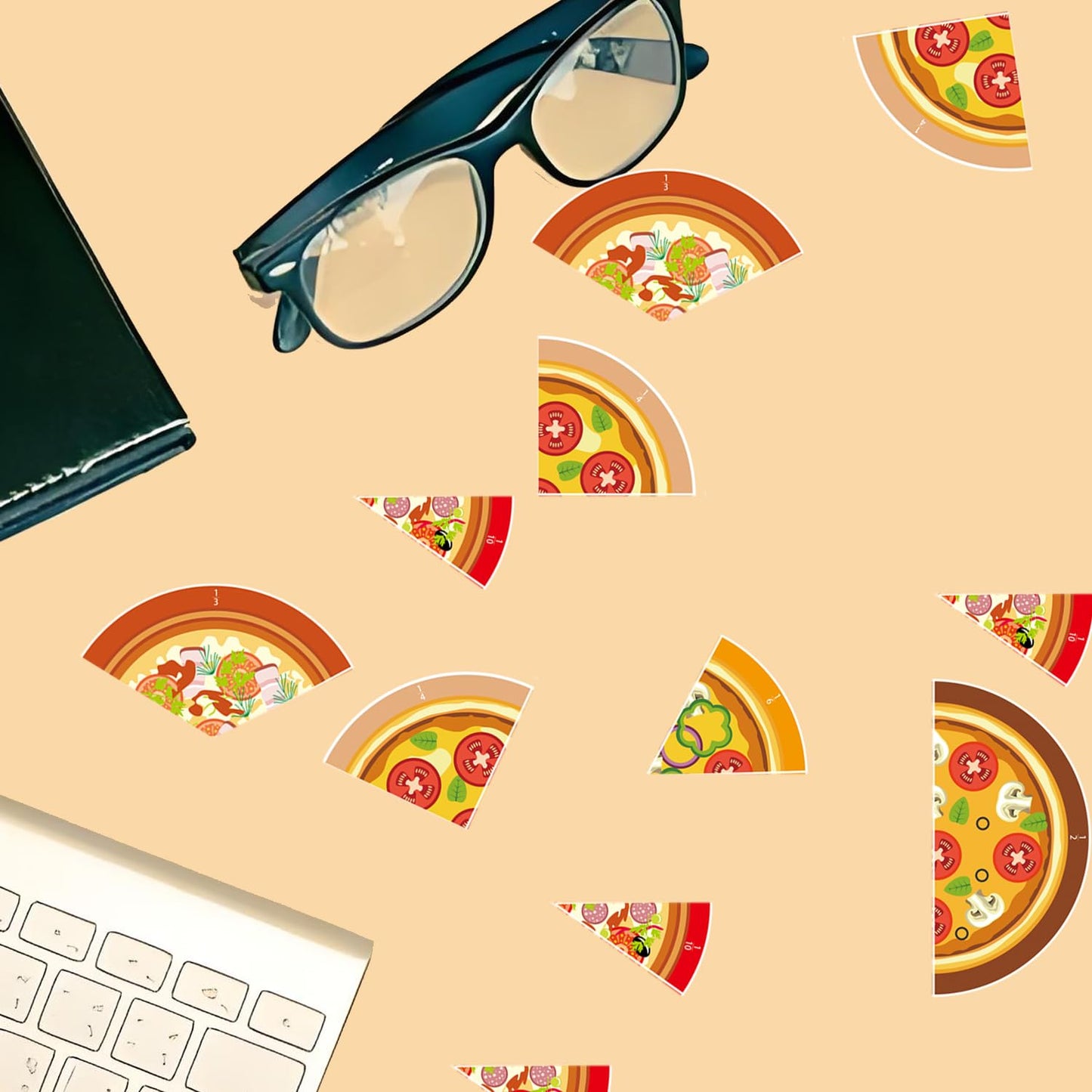 Magnetic Pizza Fraction Set Classroom Math Learning Tool Pizza Fraction Learning Visualization Card Multi-Player Challenge of Homeschool Math Activity (Soft Magnetic Version)