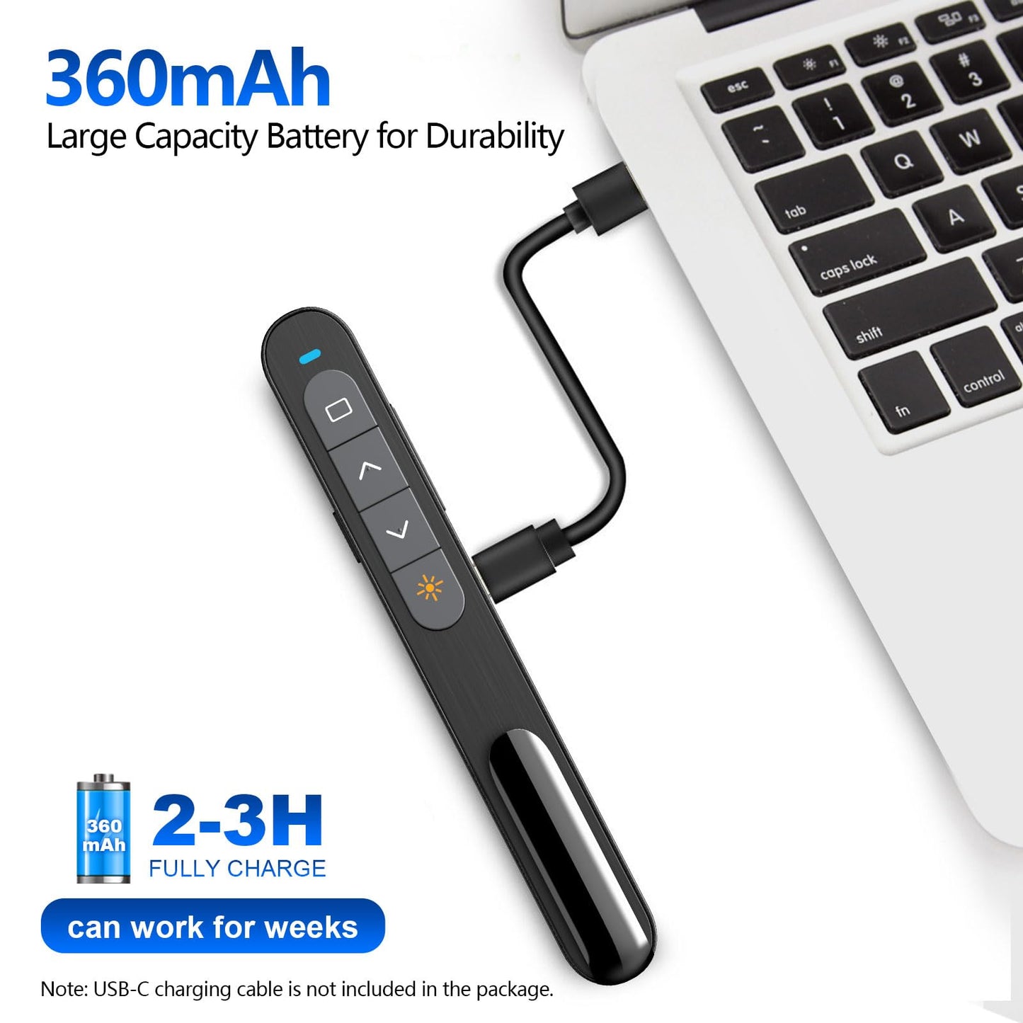 Norwii N76 Rechargeable Presentation clicker with Pointer, Long Range Presentation Remote, Wireless Presenter for PowerPoint Presentations, Slide Control (Black with Red Light)