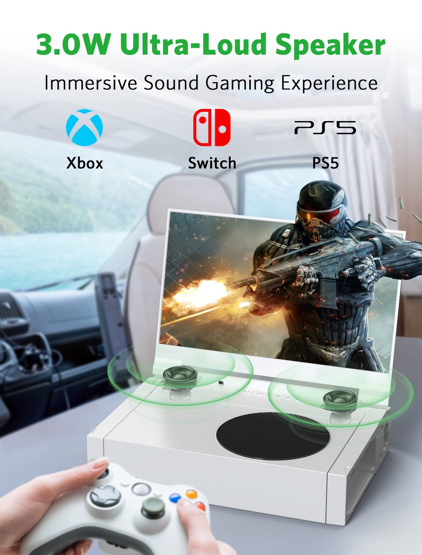 DEPGI 14" Portable Monitor for Xbox Series S (Not Included), 60Hz 1080P HD IPS Portable Gaming Monitor with Remote Control,Portable Monitor with HDR10,AMD FreeSync, 2X HDMI