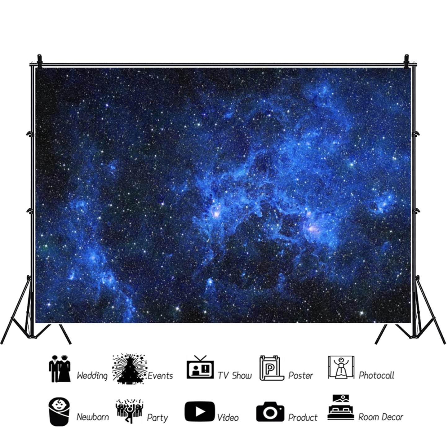 Renaiss 7x5ft Night Sky Star Backdrop Starry Galaxy Planet Theme Photography Background Boy Girls Birthday Party Decorations Banner Science Fiction Universe Photo Booth Studio Supplies Props