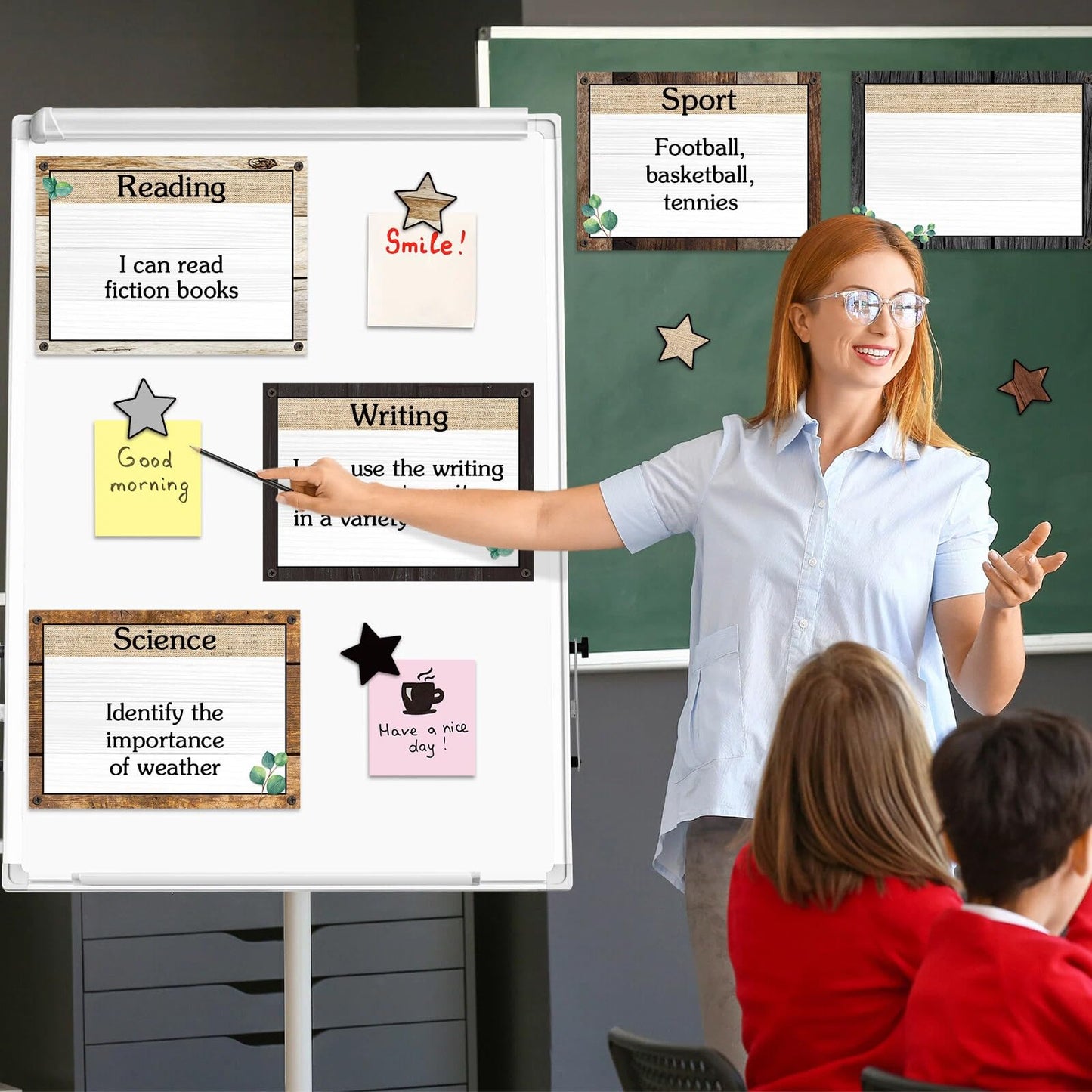 Trandraft 16 Pcs Magnetic Write Wipe Organization Chart Classroom Dry Erase Labels Learning Objectives Board for Whiteboard Goals Targets Classroom Teaching Supplies(Farmhouse)