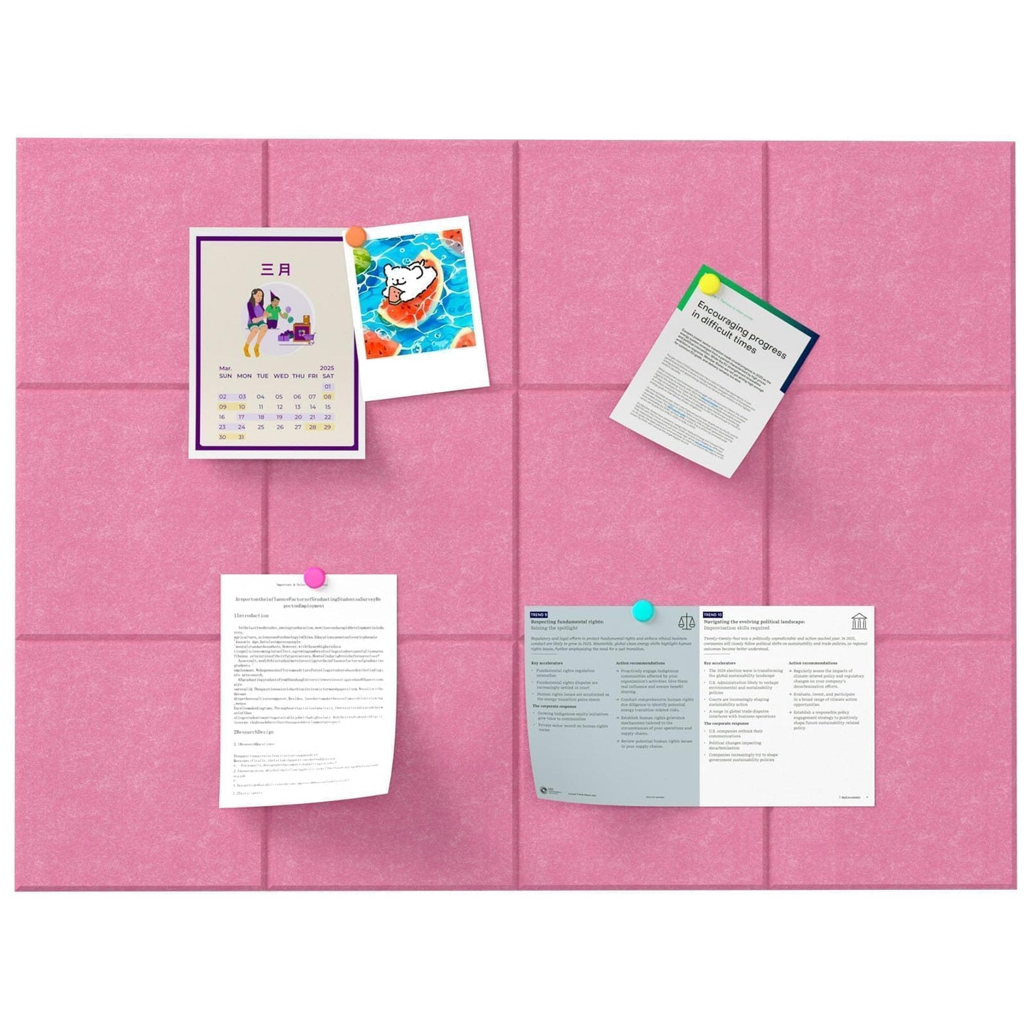 Baysola Felt Bulletin Board Panels 48 x 36 Inch Self Adhesive Wall Tiles Cork Board Alternative for Office Classroom Photos Notes 12 Pack