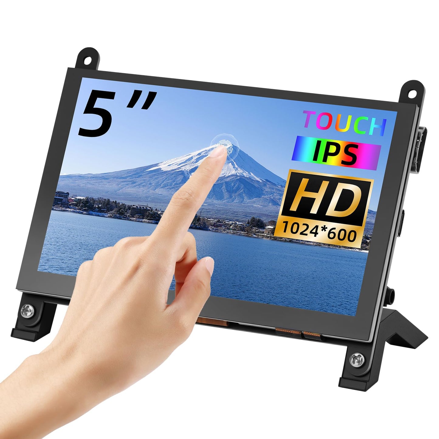 Ransanx 5 Inch Mini Monitor Small Monitor with Capacitive Touch Screen 1024 * 600 High Pixel Display Full View HDMI- IPS Monitors Portable for Raspberry Piscreen 、for BB Black、for Banana Pi etc