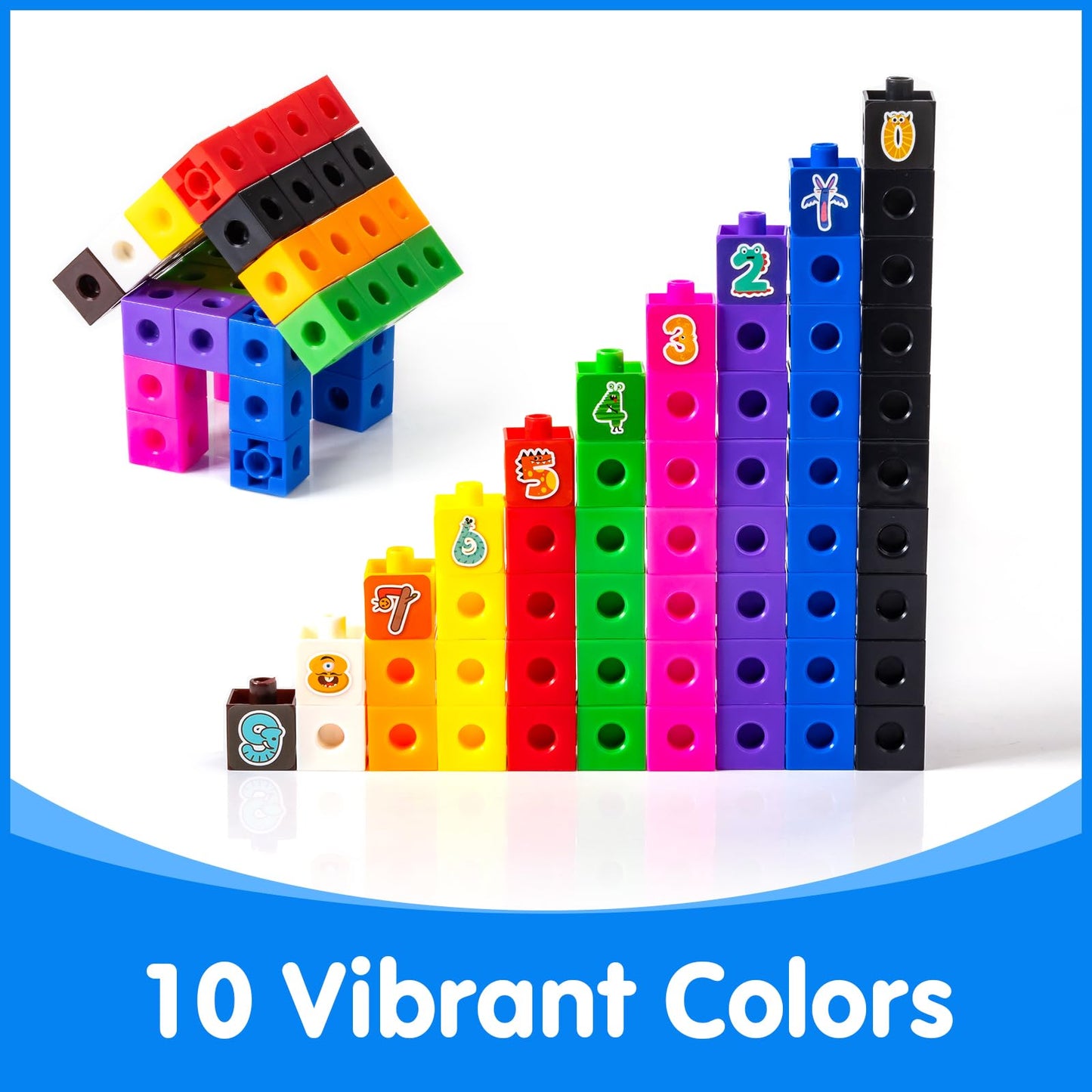 Odoorgames Number Block - Set of 100-78 Pcs Translucent Lowercase Letters - Educational Math Cubes for Kids Ages 4-8 - Counting Blocks for Math