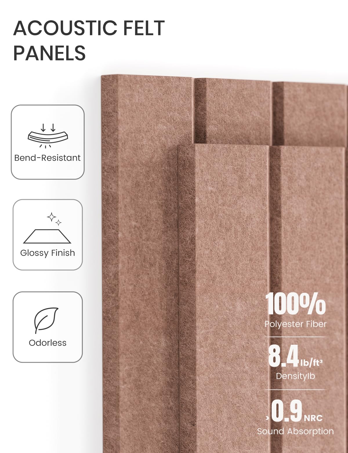 Felt Bulletin Board Tiles -28"x18" with 40 Adhesive Tabs, Cork Board Alternative for Office Decor, Push Pin Board Wall Organizer 6-Pack (Terracotta)