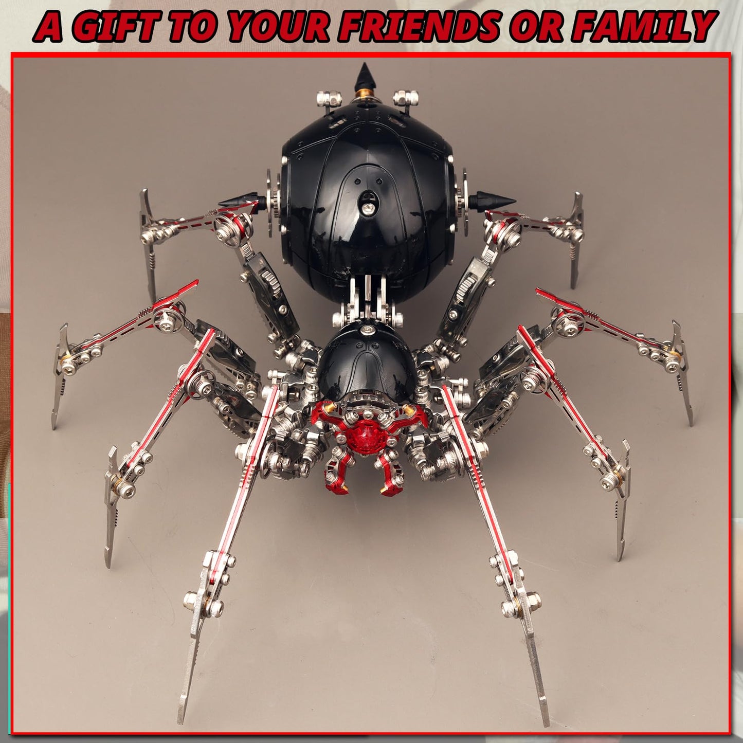 YUEZUDPO 3D Metal Puzzles for Adults, Metal 3D Puzzle DIY 3D Spider 602 Pieces Mechanical Building Kit,3D Model Kits to Build for Birthday Christmas