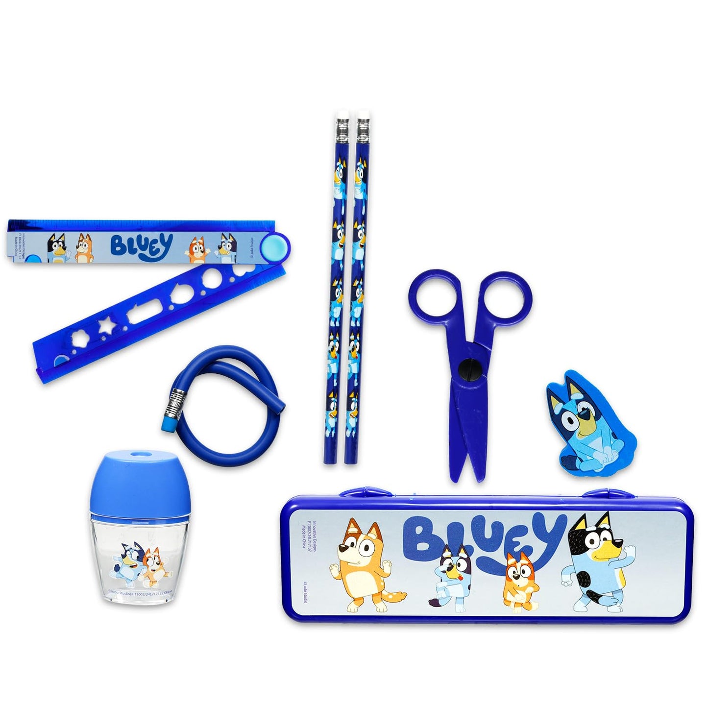 Bluey School Supplies Set - Bundle with Folder, Notebook, Memo Pad, Pencils, Ruler, Stickers, More | Bluey and Bingo Back to School Classroom Set